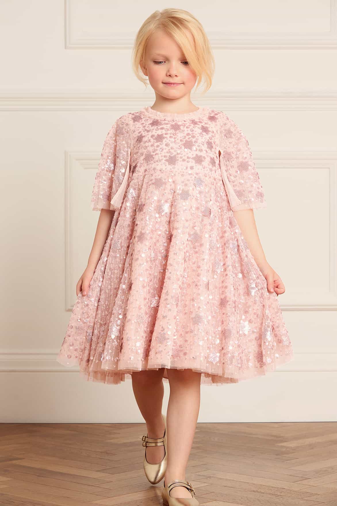 Needle & Thread Girls Shooting Stars Dress in Pink