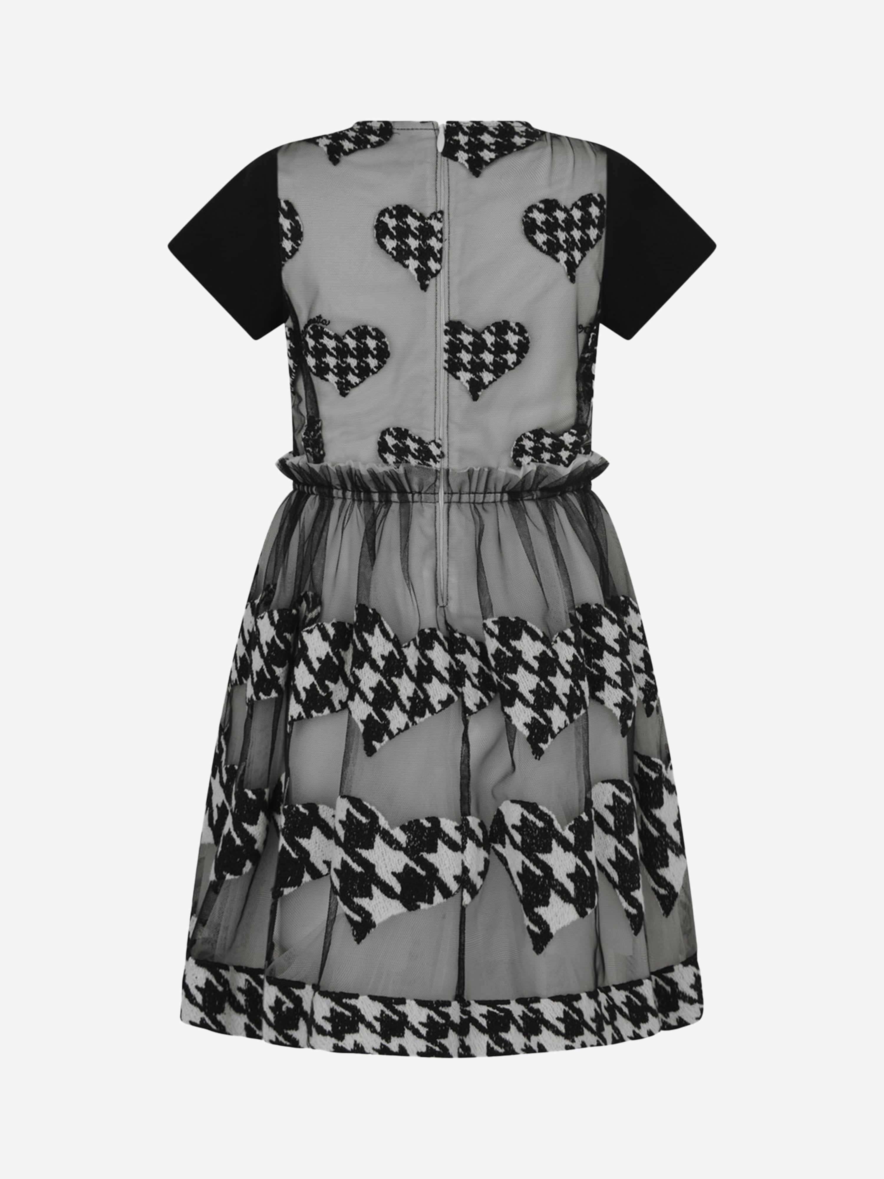 Simonetta Houndstooth Heart Embroidered Dress