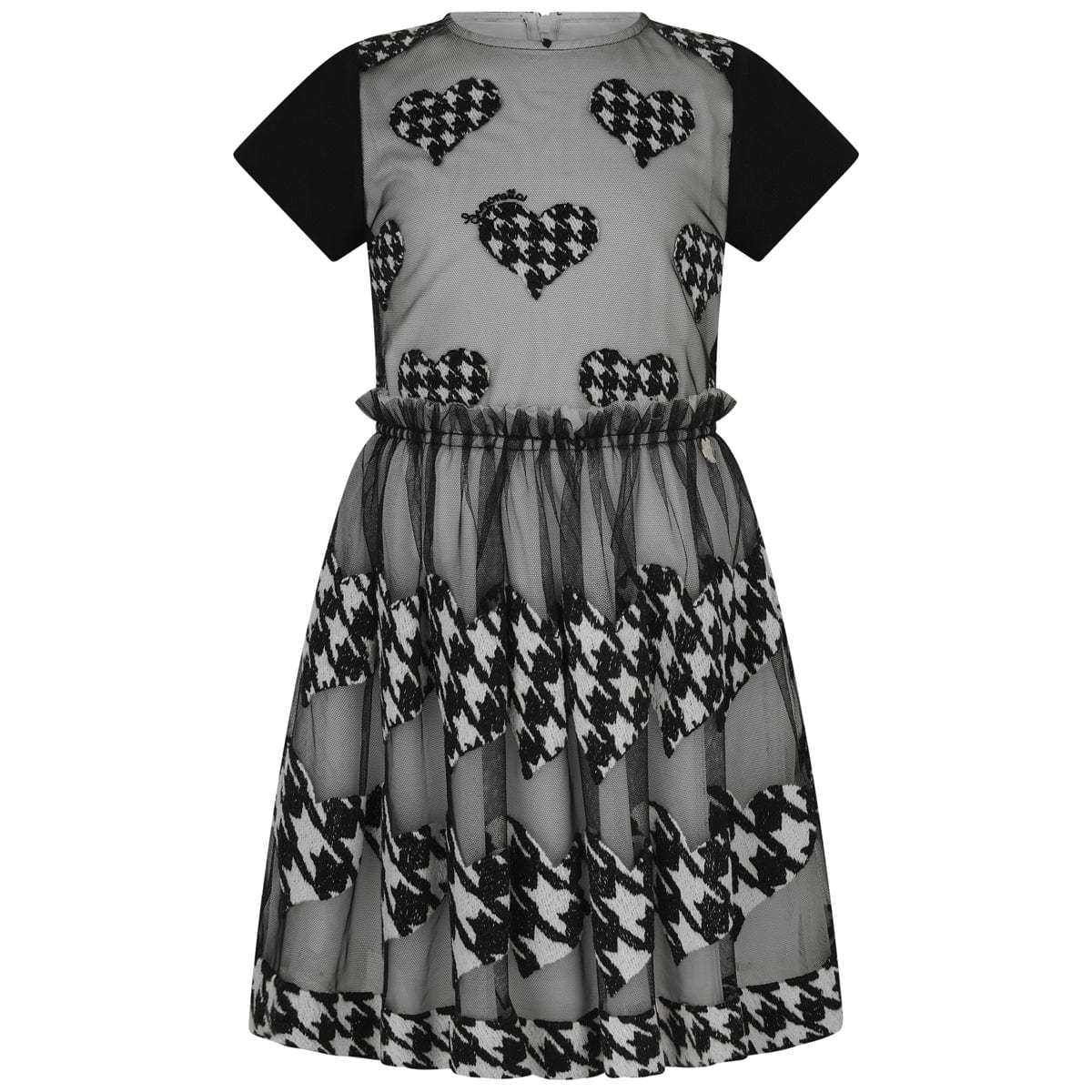 Simonetta  Houndstooth Heart Embroidered Dress