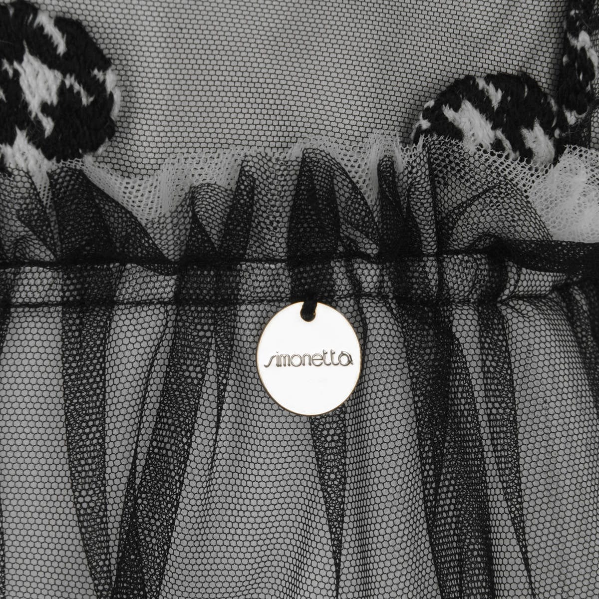 Simonetta  Houndstooth Heart Embroidered Dress