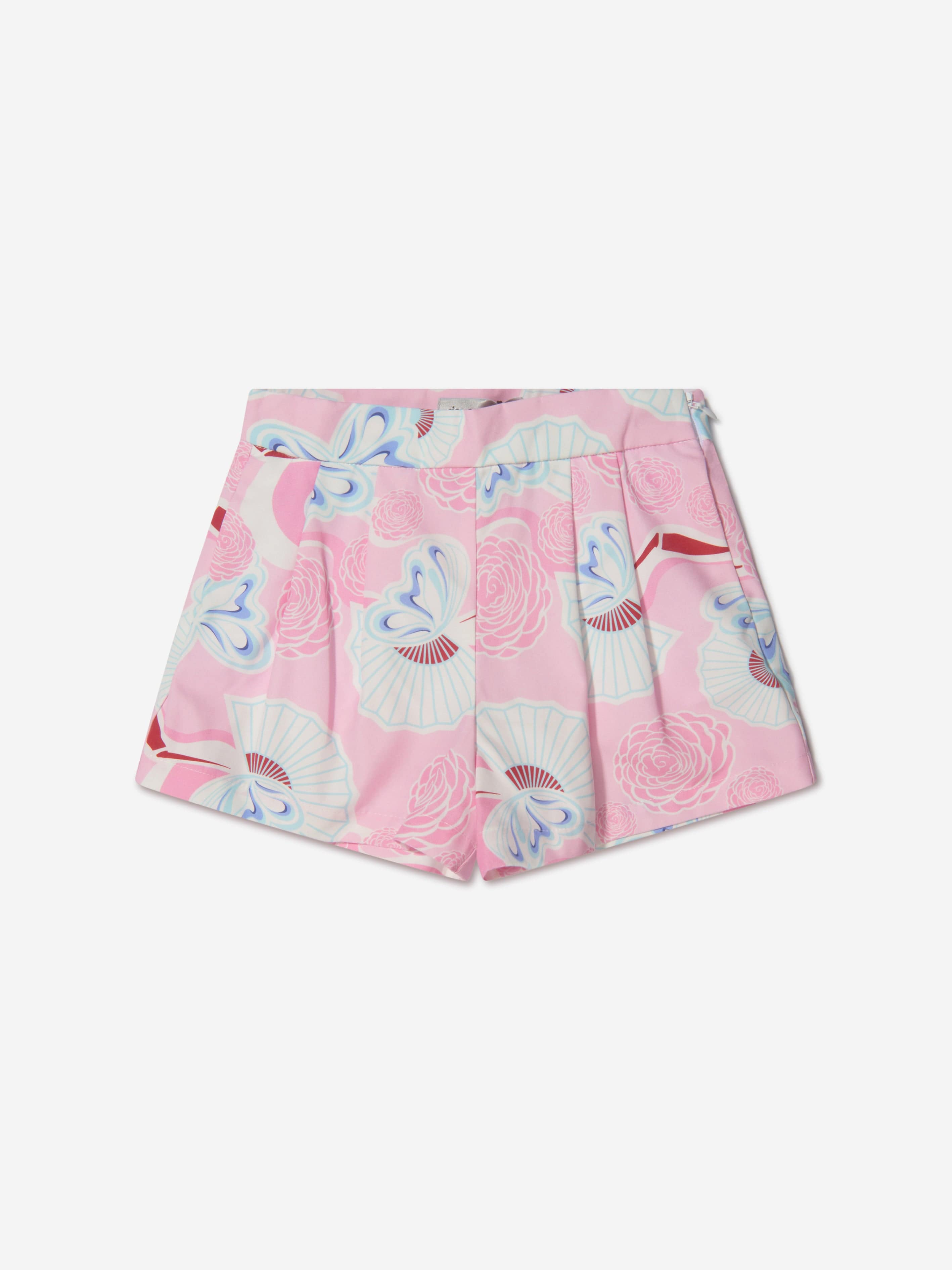 Simonetta Girls Cotton Floral Fan Print Shorts