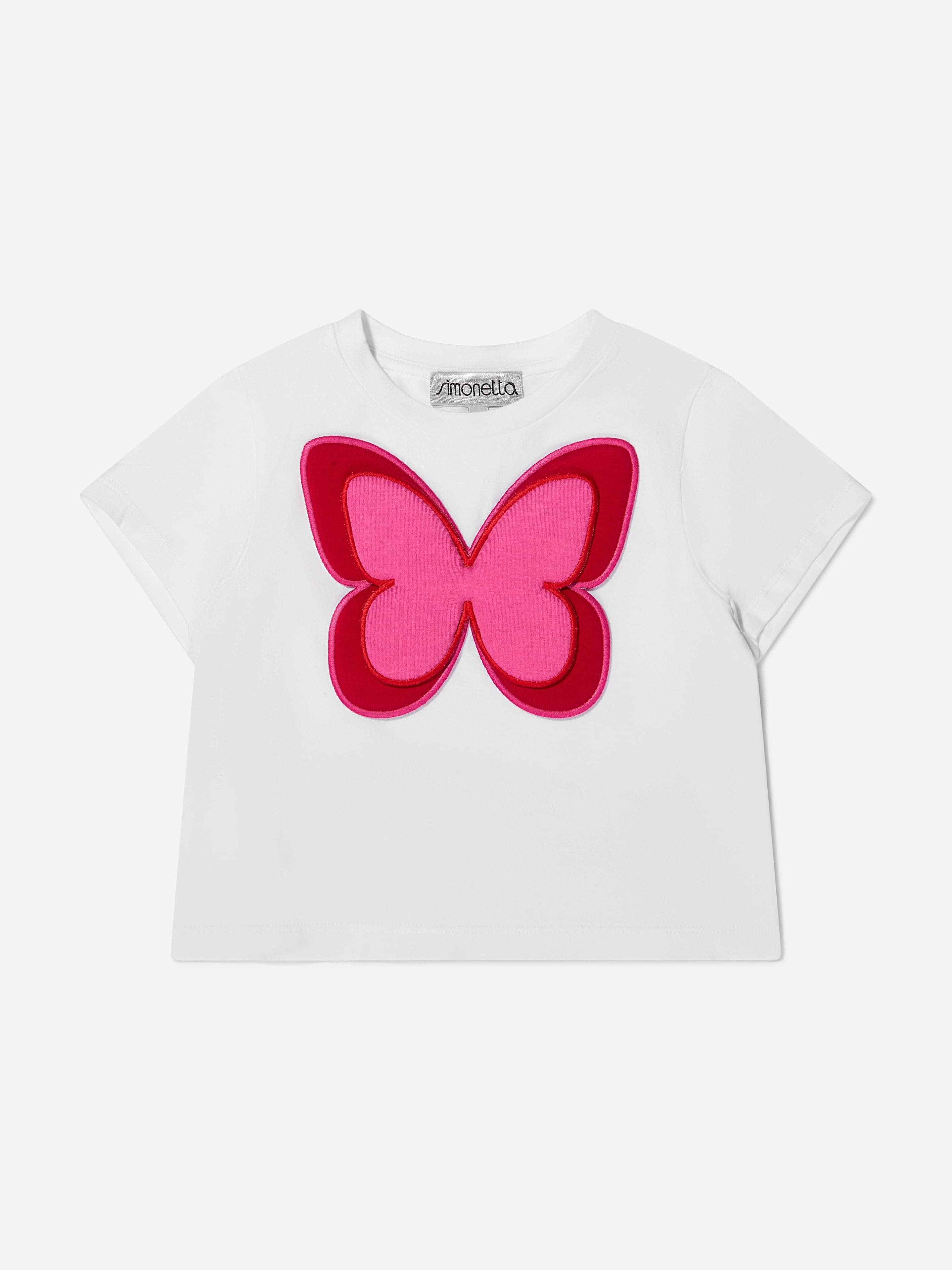 Simonetta Girls Cotton Butterfly Applique T-Shirt