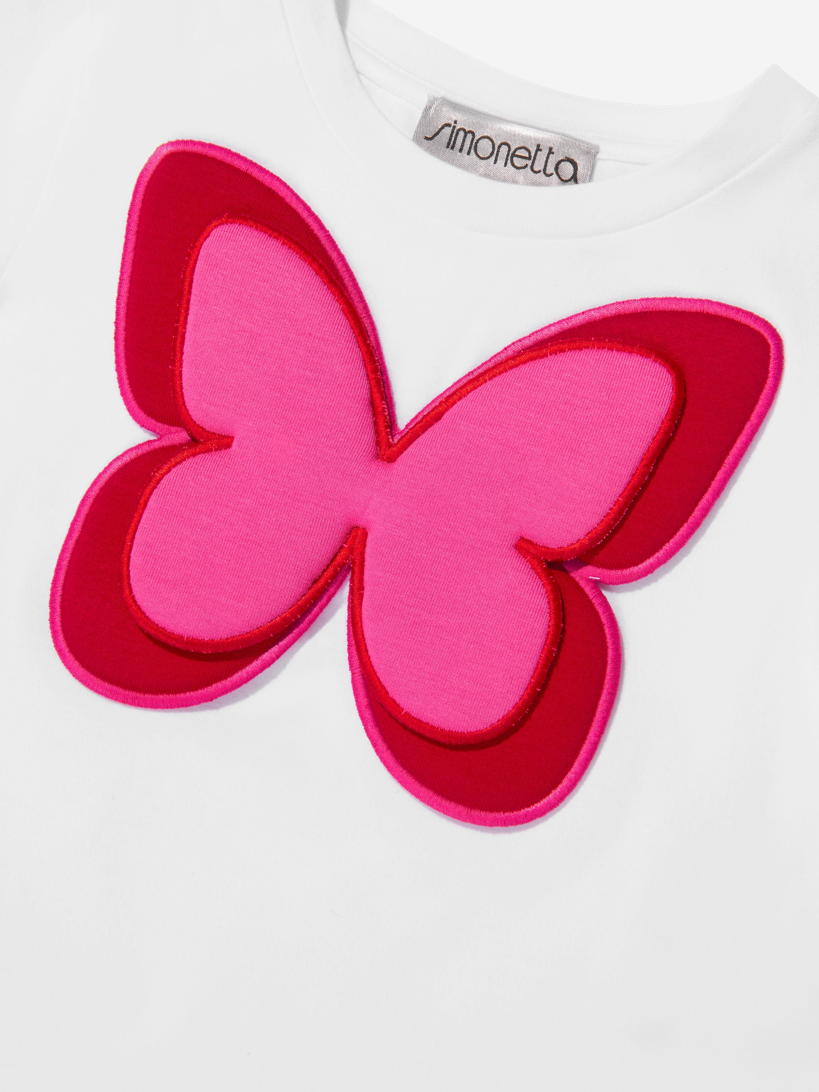 Simonetta Girls Cotton Butterfly Applique T-Shirt