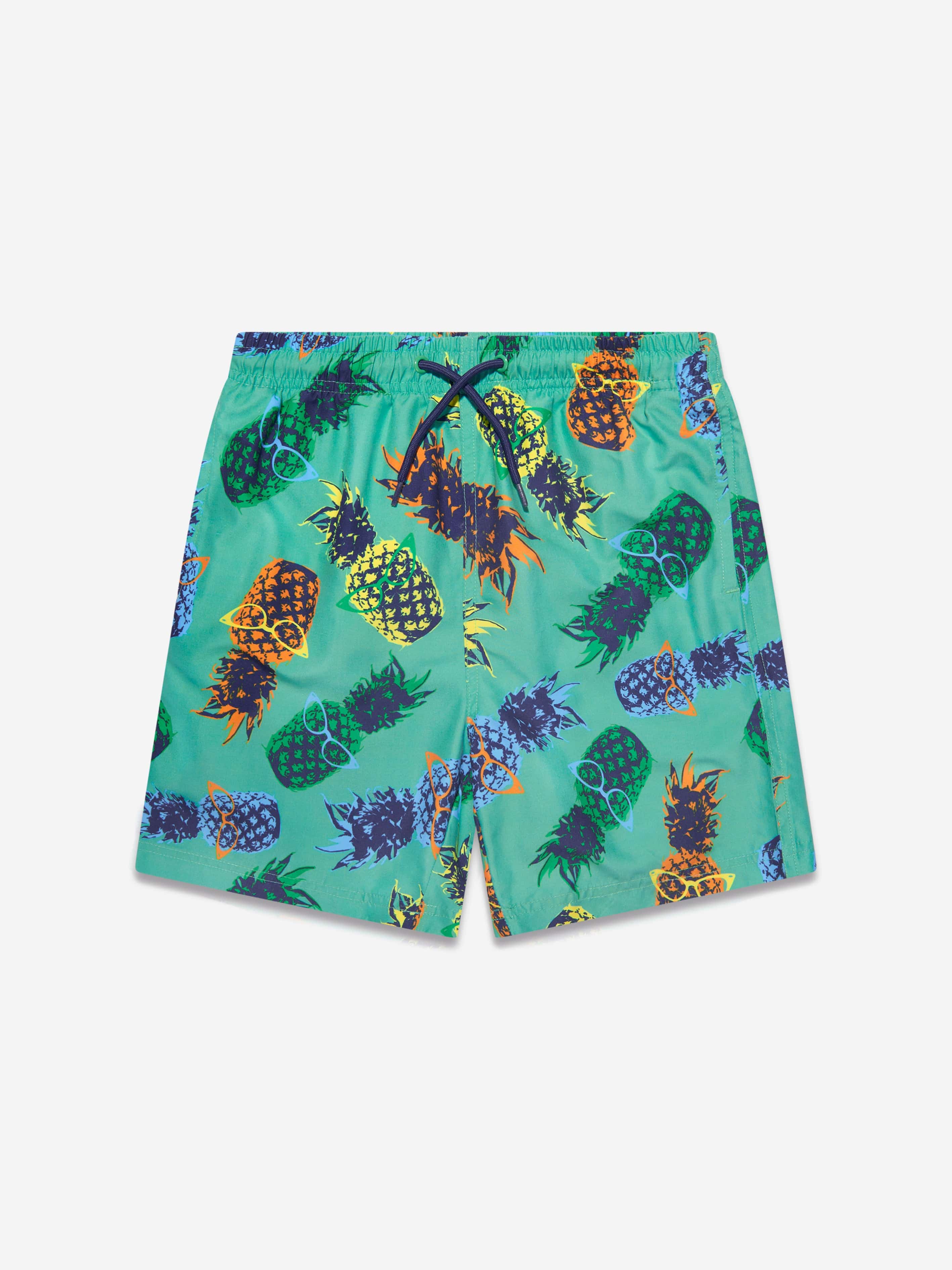 Soli Swim Boys Pineapple Swim Shorts (UPF50+) in Green