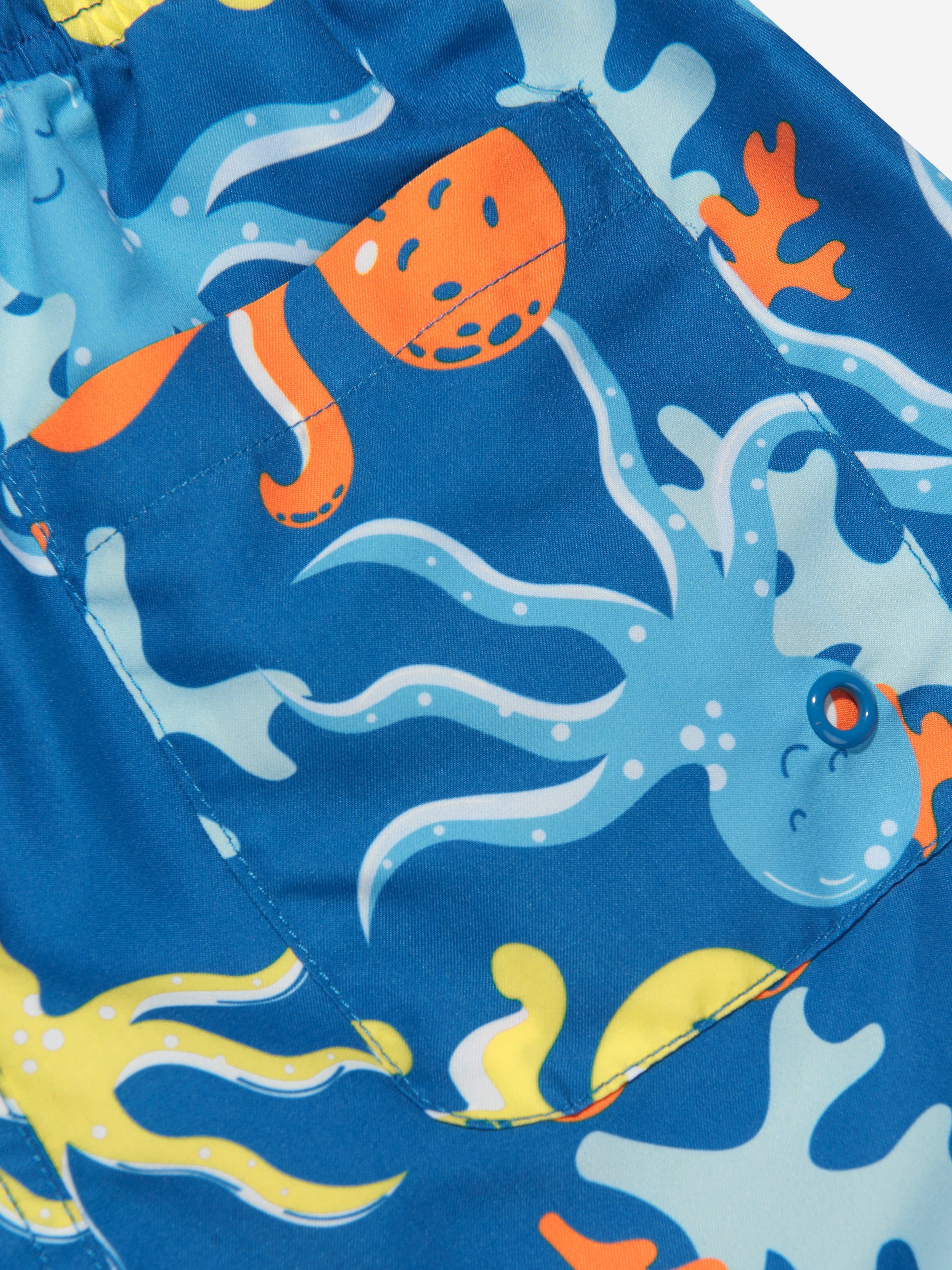 Soli Swim Boys Octopus Swim Shorts (UPF50+) in Blue