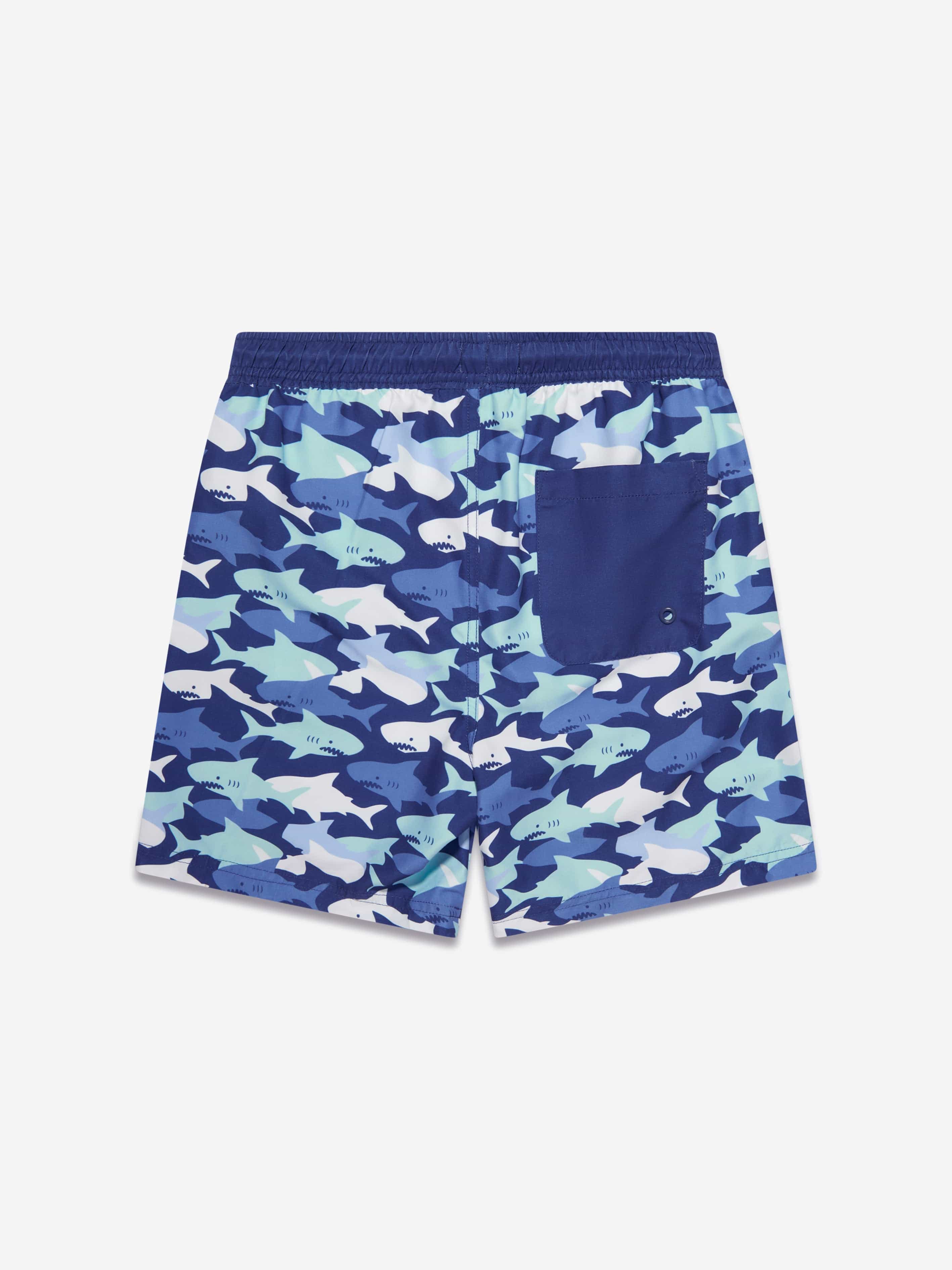 Soli Swim Boys Shark Swim Shorts (UPF50+) in Blue