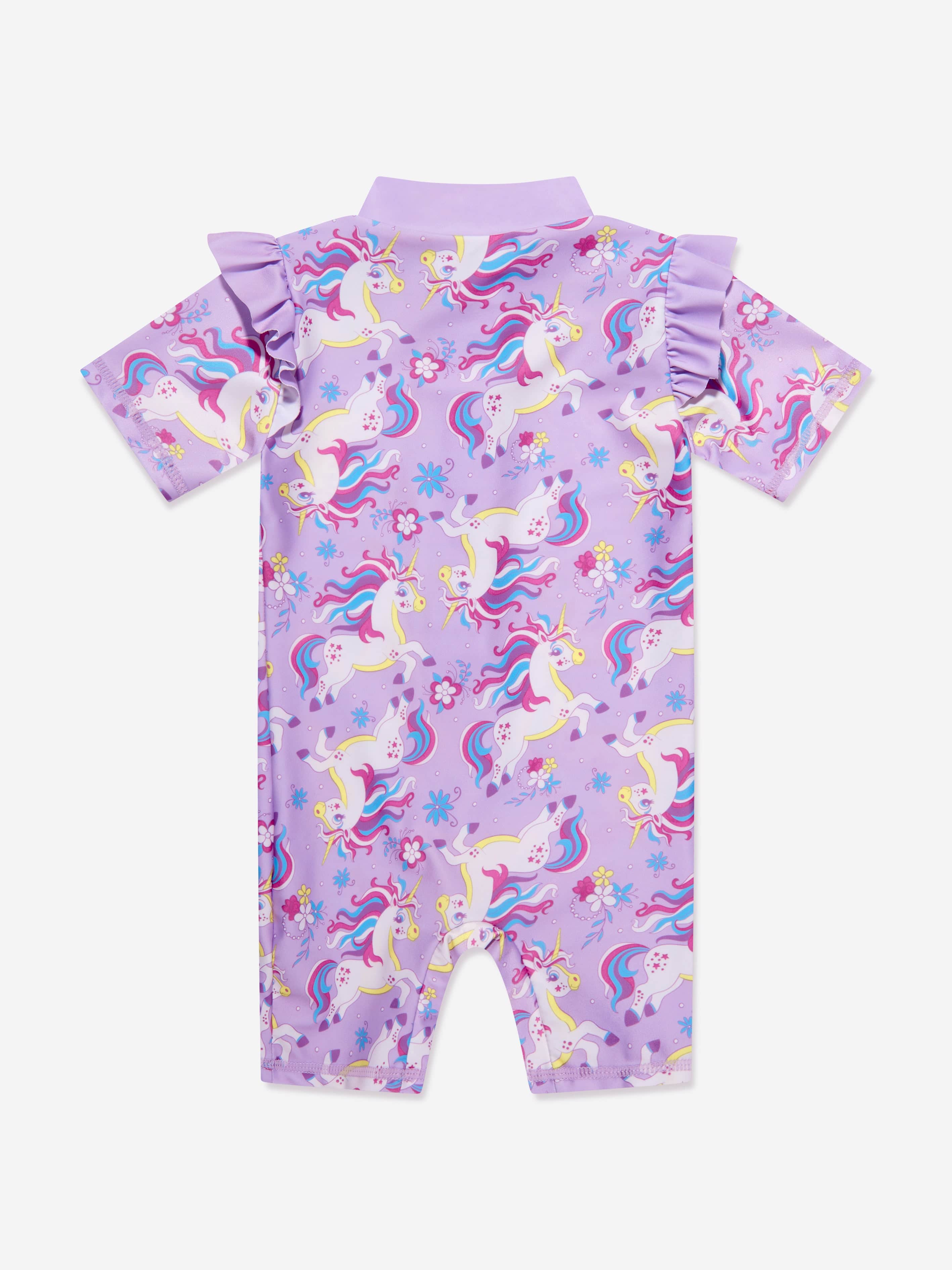 Soli Swim Baby Girls Unicorn Sun Protective Swim Suit (UPF50+) in Purple