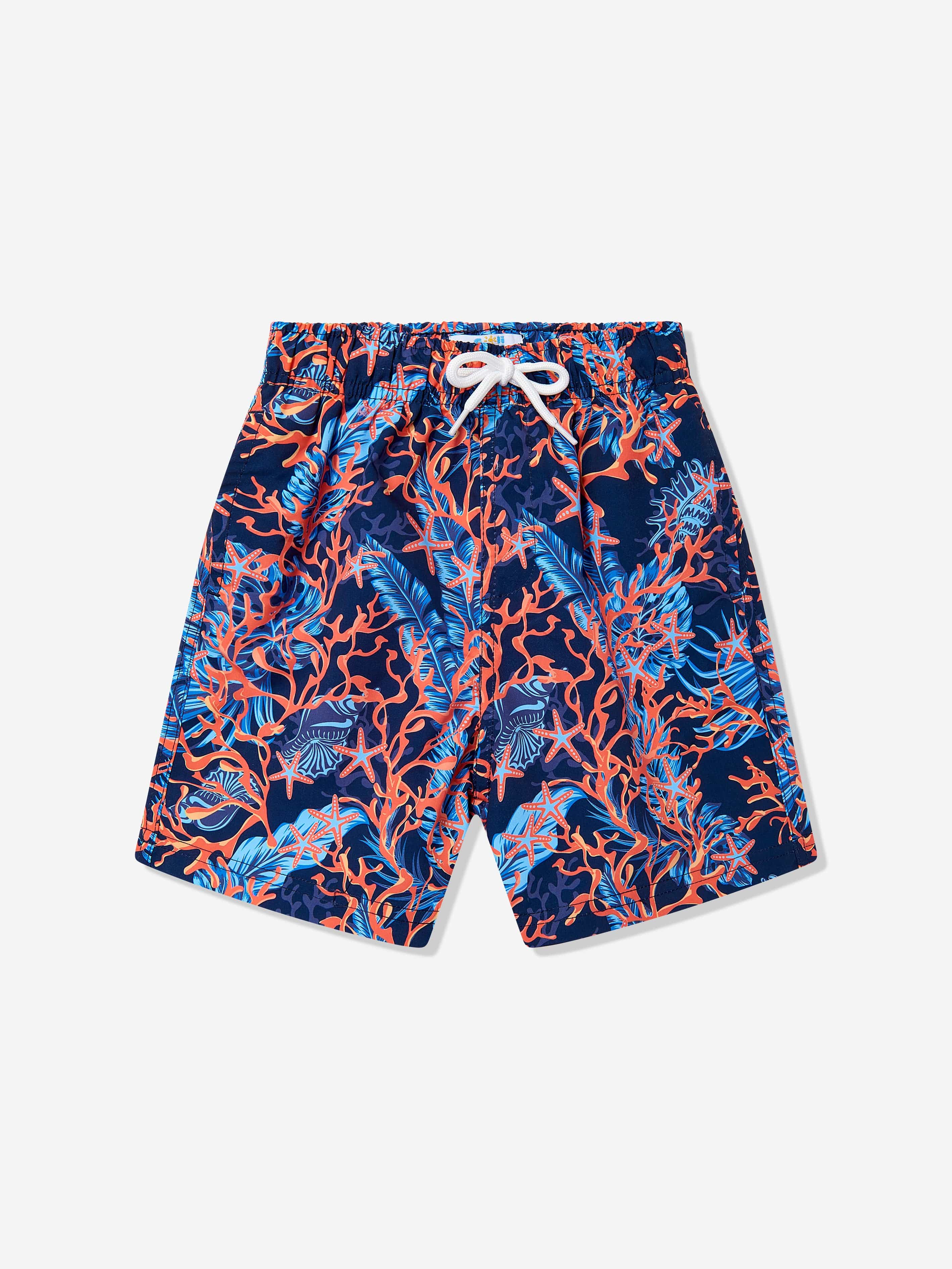 Soli Swim Boys Coral Beach Shorts in Navy (UPF50+)