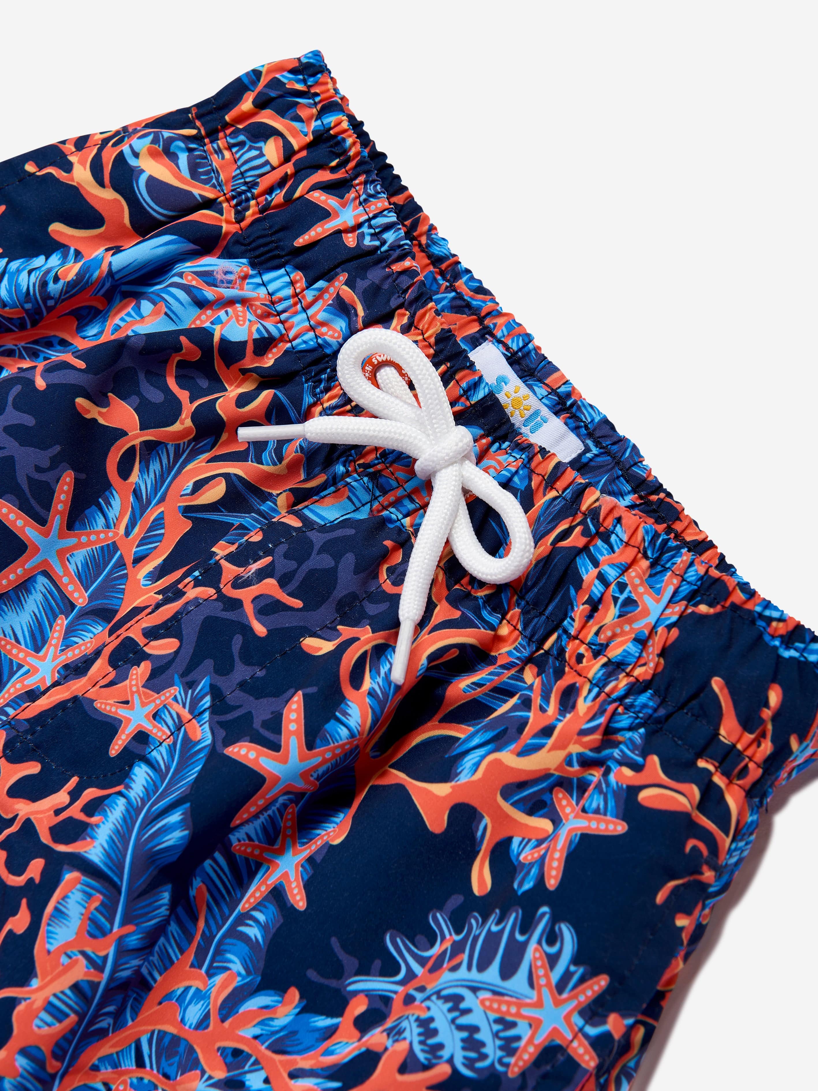 Soli Swim Boys Coral Beach Shorts in Navy (UPF50+)