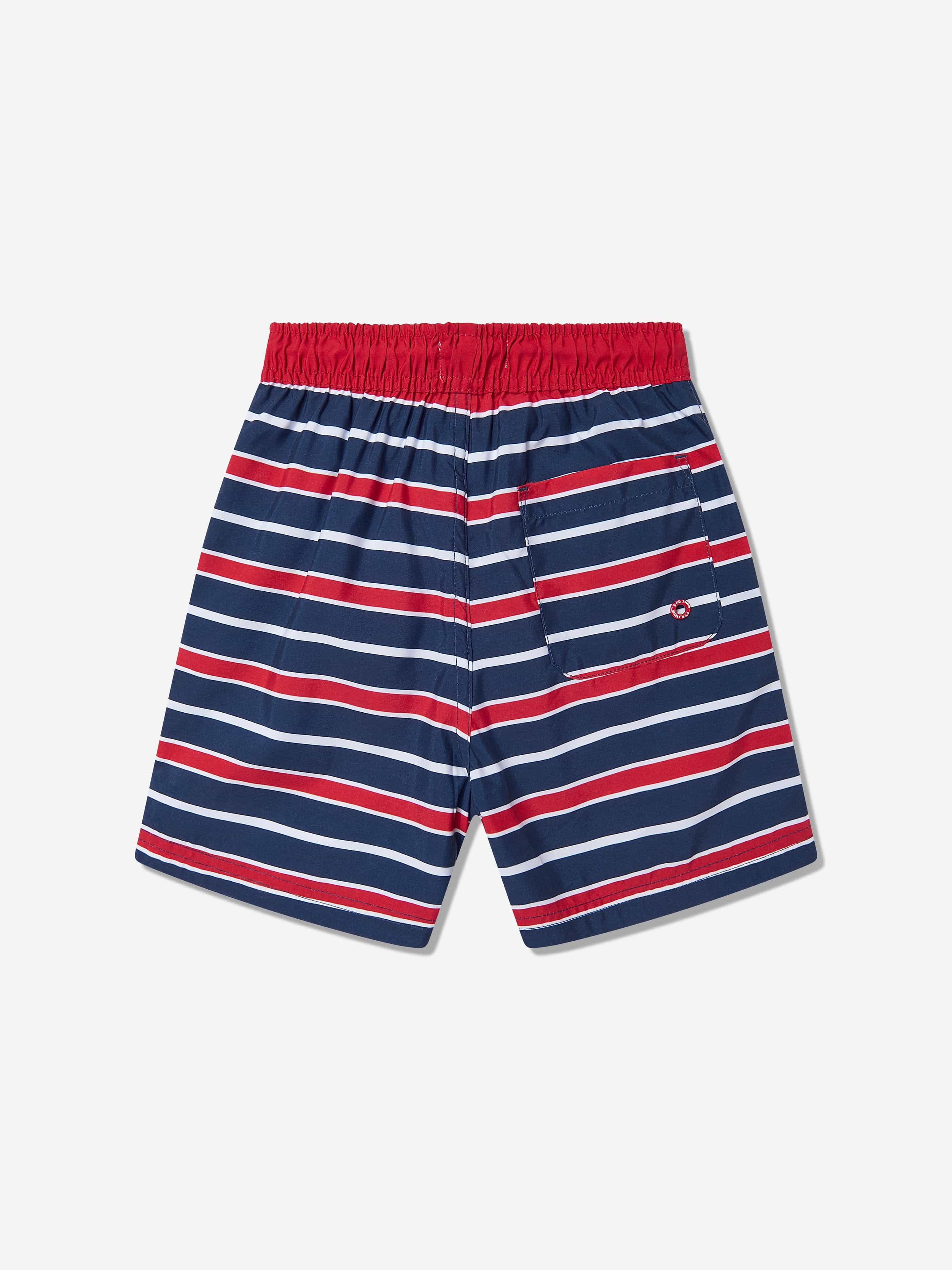 Soli Swim Boys Striped Beach Shorts in Red (UPF50+)