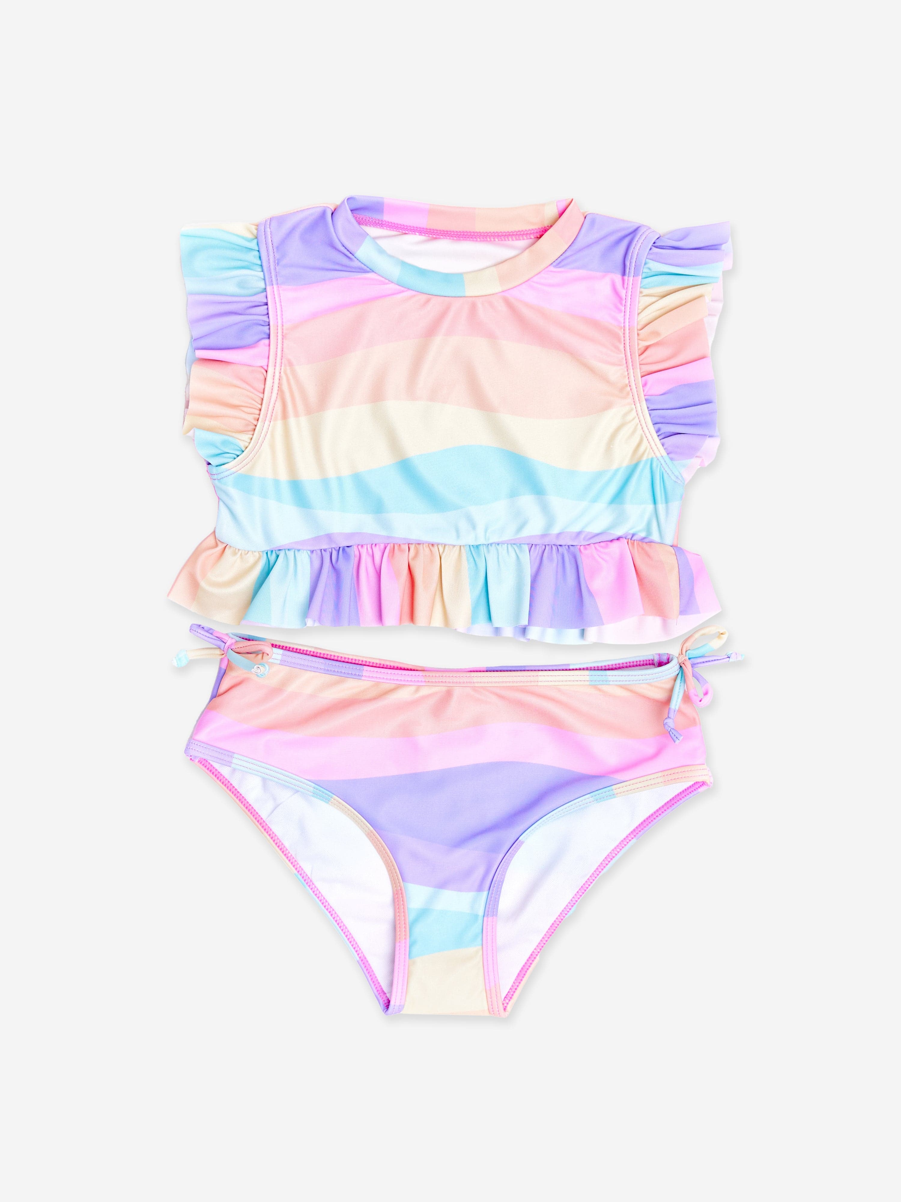 Soli Swim Girls Frill Tankini in Purple (UPF50+)