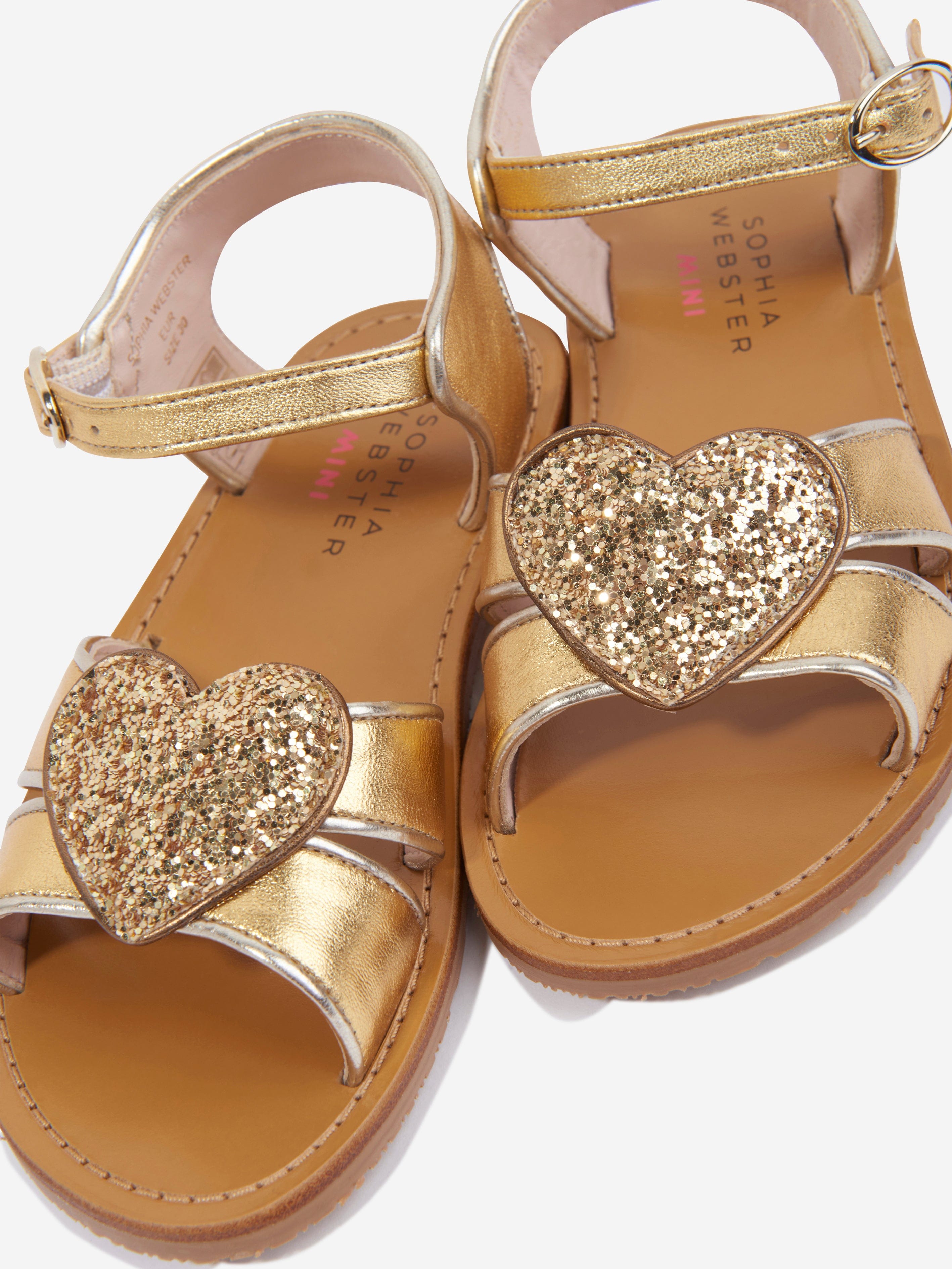 Sophia Webster Girls Leather Amora Sandals in Gold