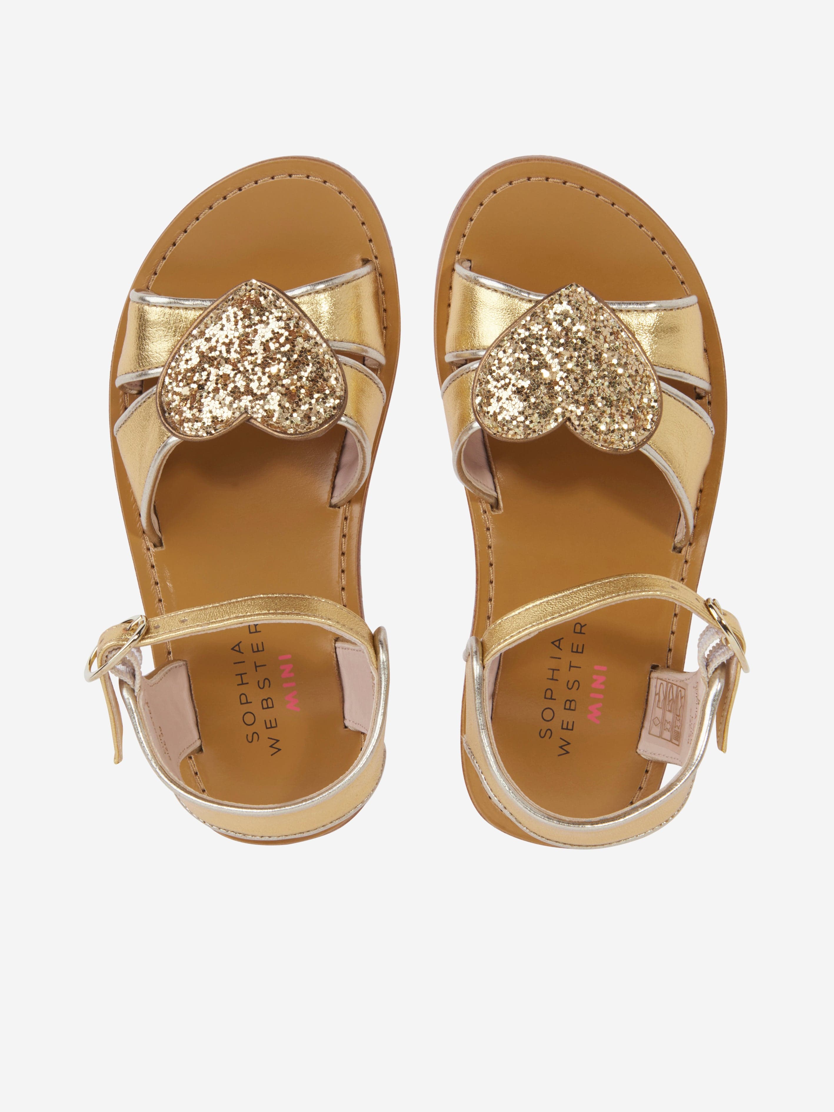 Sophia Webster Girls Leather Amora Sandals in Gold