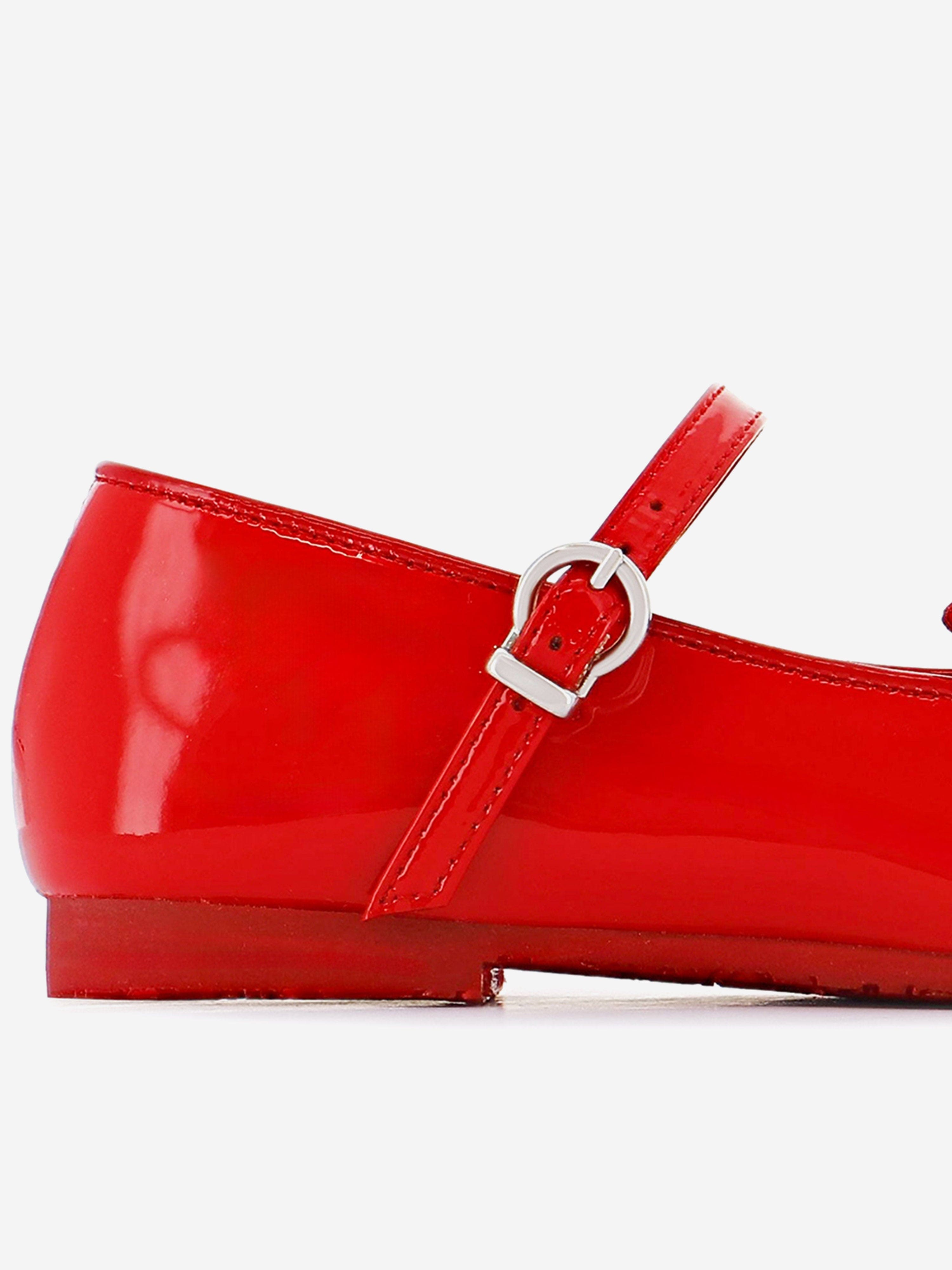 Sophia Webster Girls Butterfly Embroidery Flat in Red