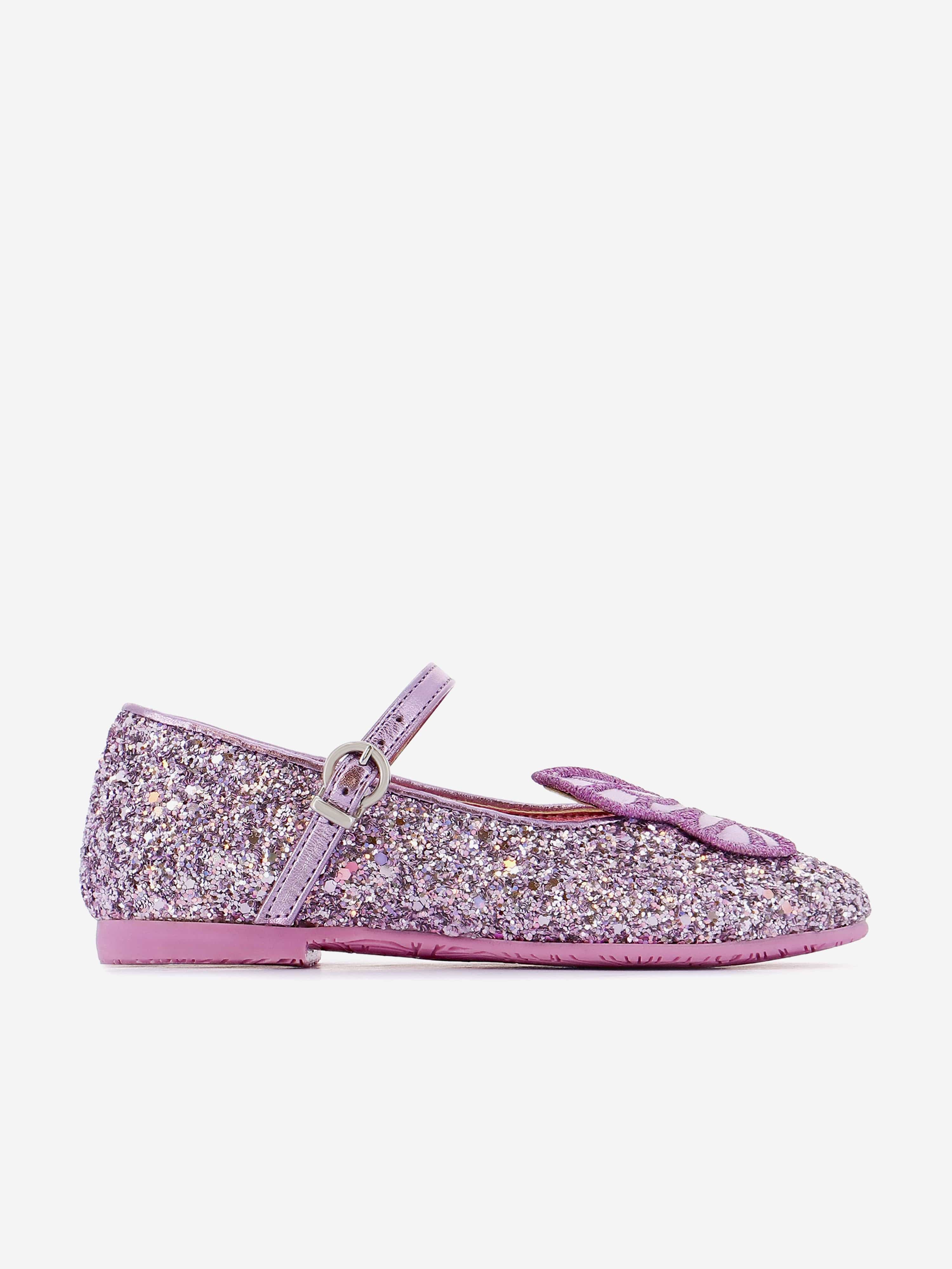 Sophia Webster Girls Butterfly Embroidery Flat in Purple