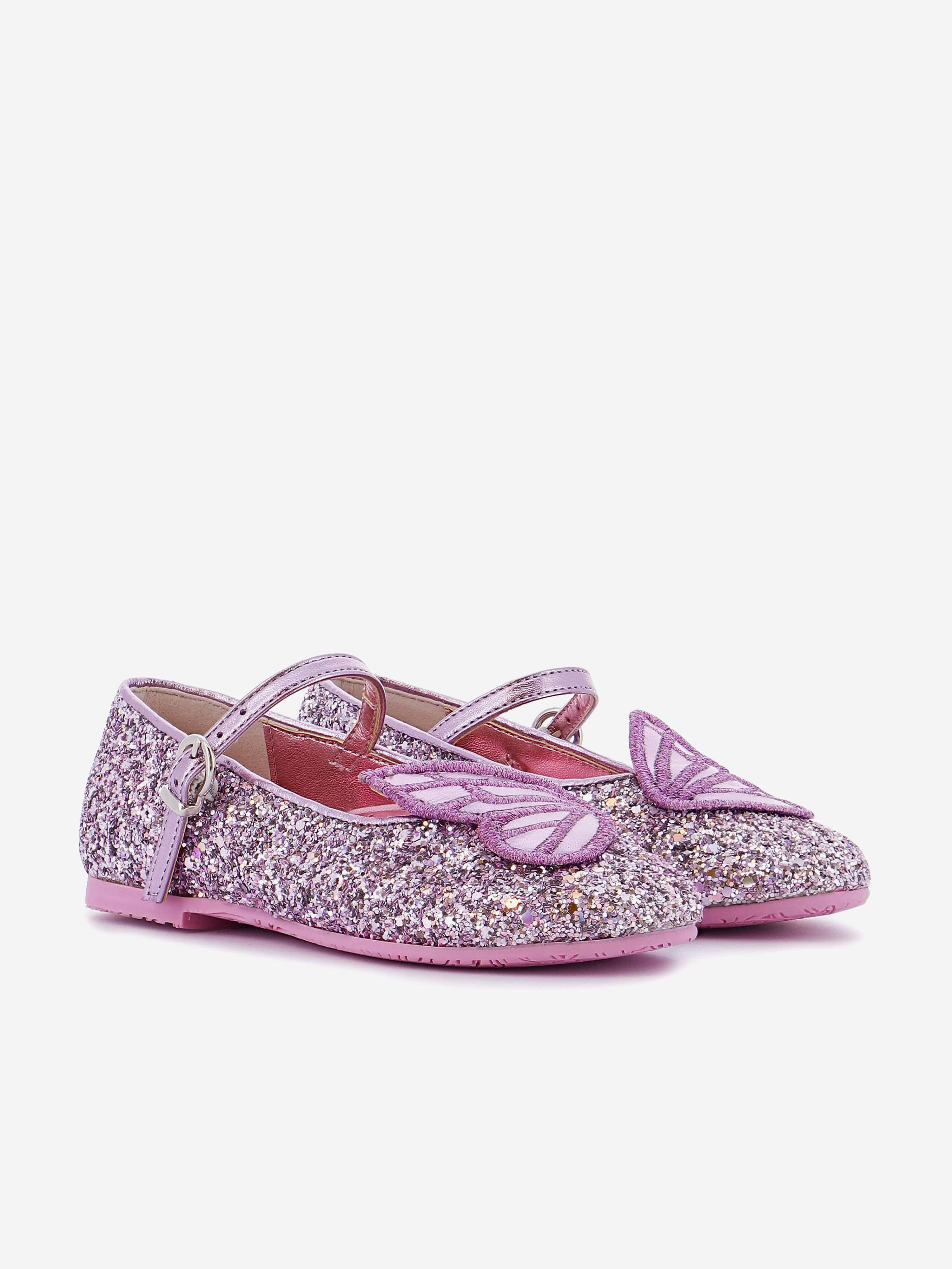 Sophia Webster Girls Butterfly Embroidery Flat in Purple