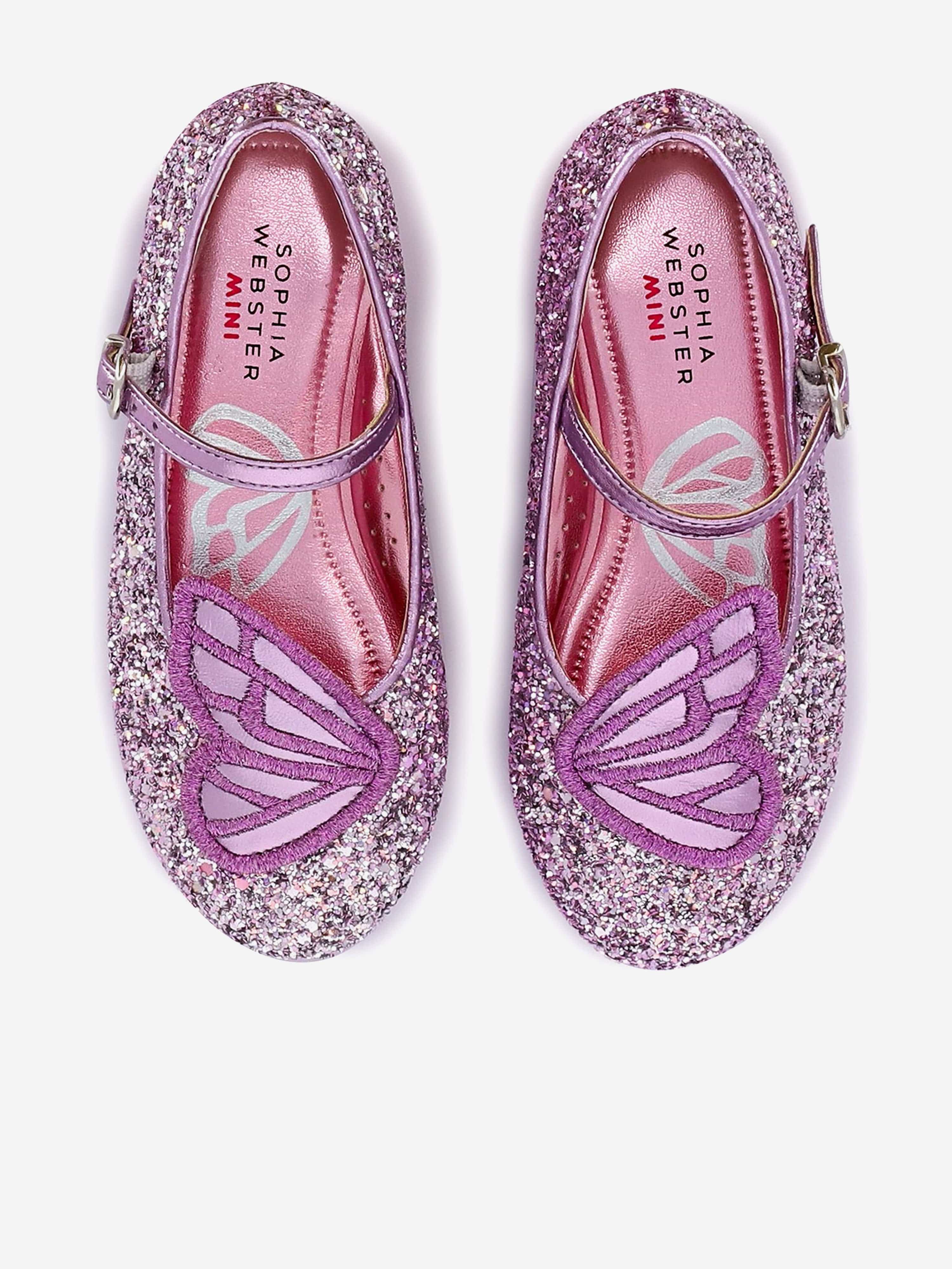 Sophia Webster Girls Butterfly Embroidery Flat in Purple