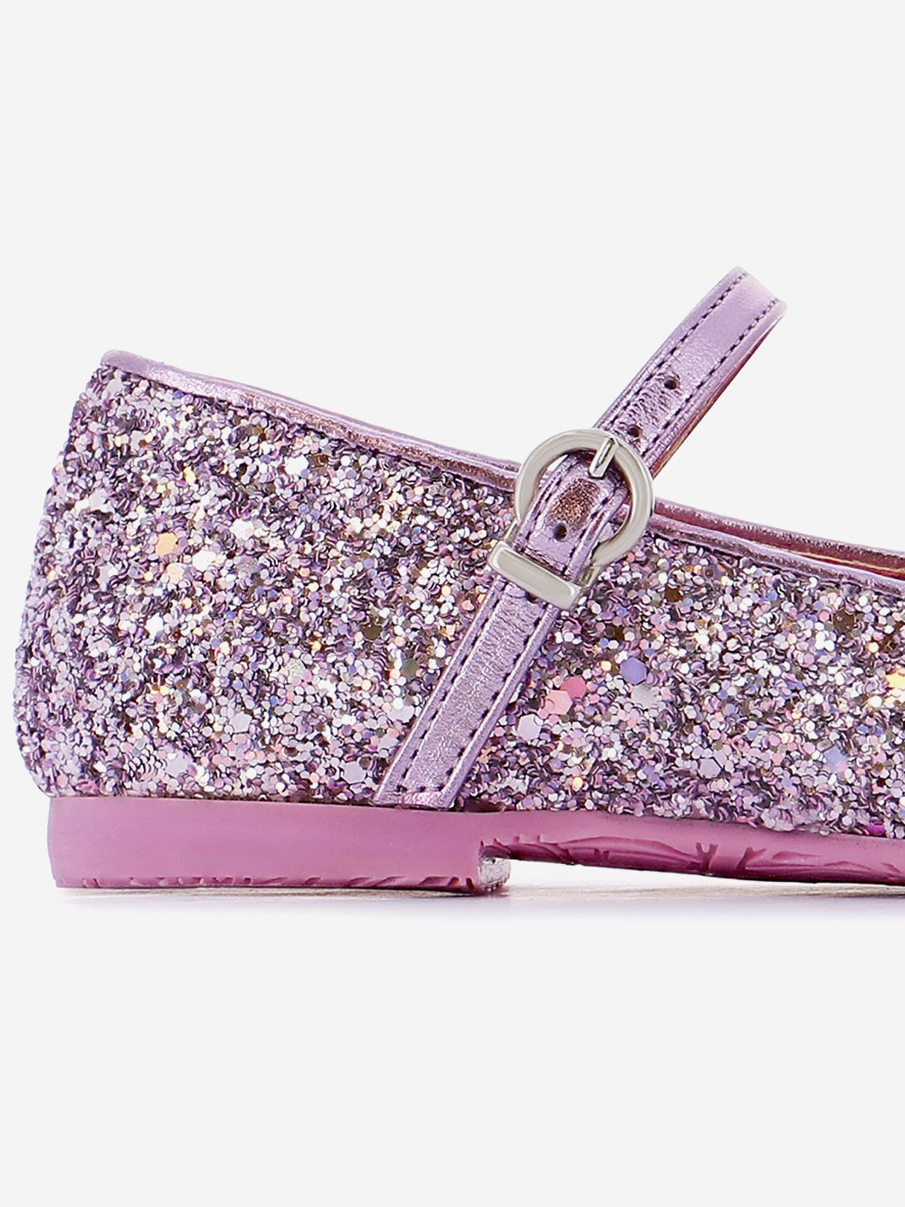 Sophia Webster Girls Butterfly Embroidery Flat in Purple