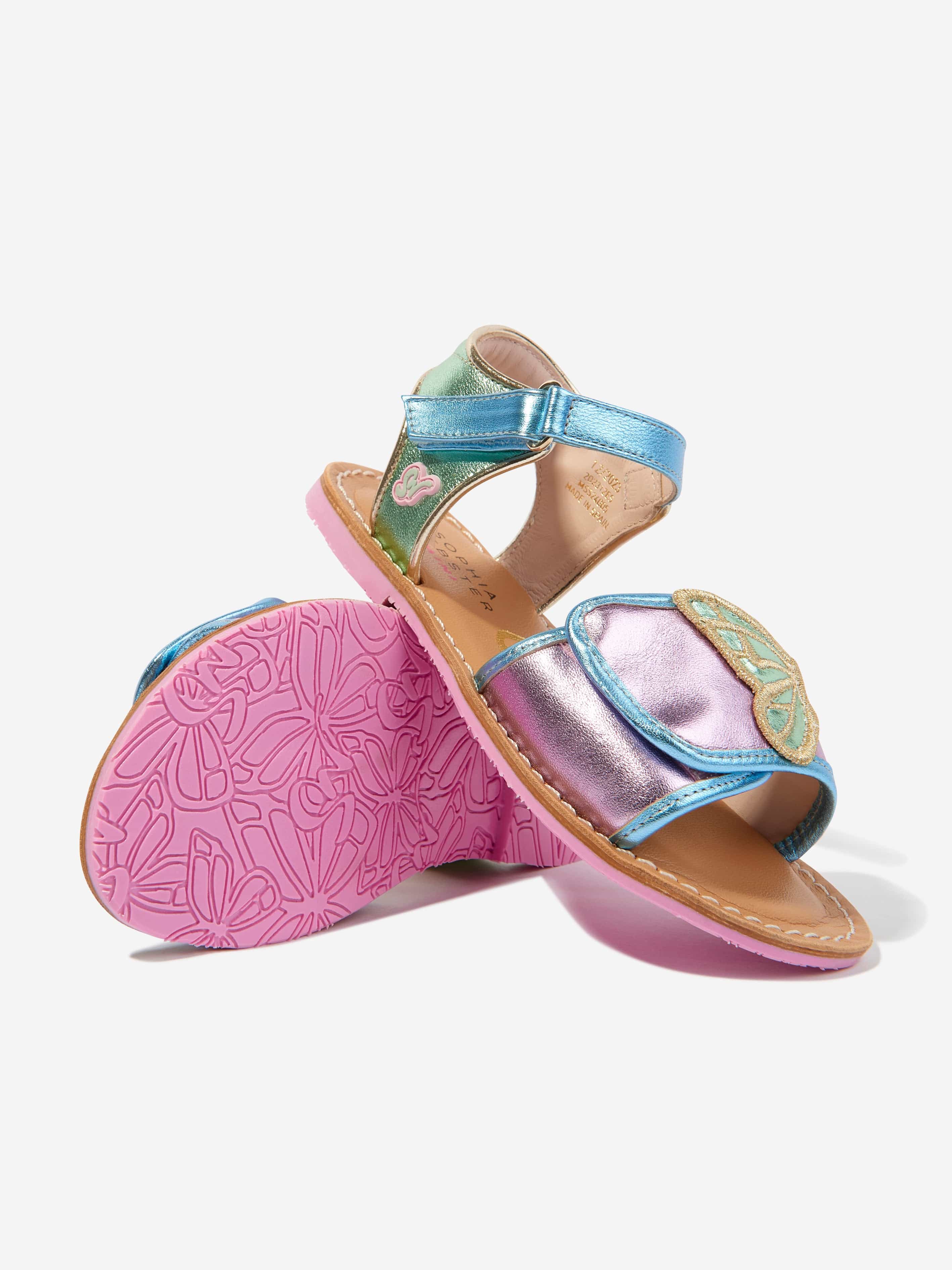 Sophia Webster Girls Leather Butterfly Sandals in Multicolour