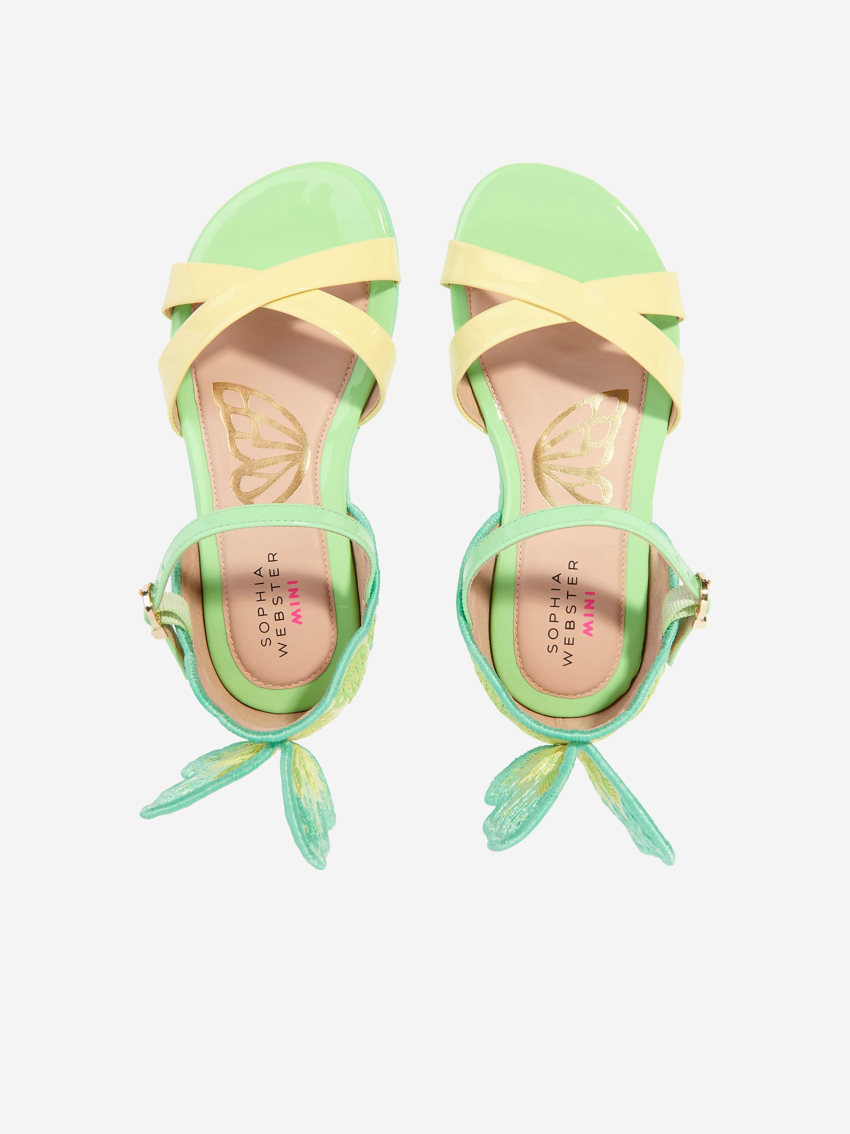 Sophia Webster Girls Leather Chiara Embroidery Sandals in Green