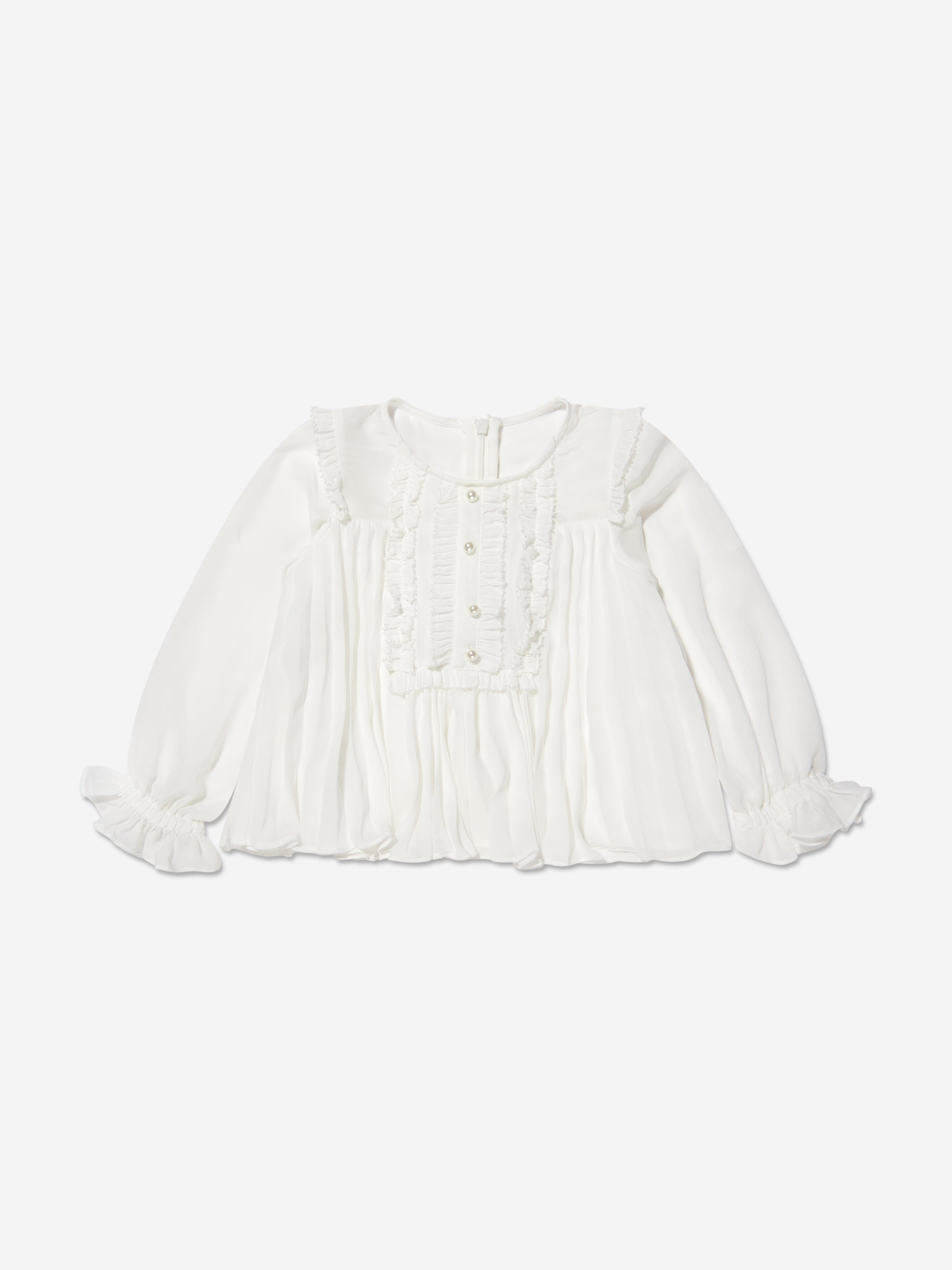 Self Portrait Girls Chiffon Top in White