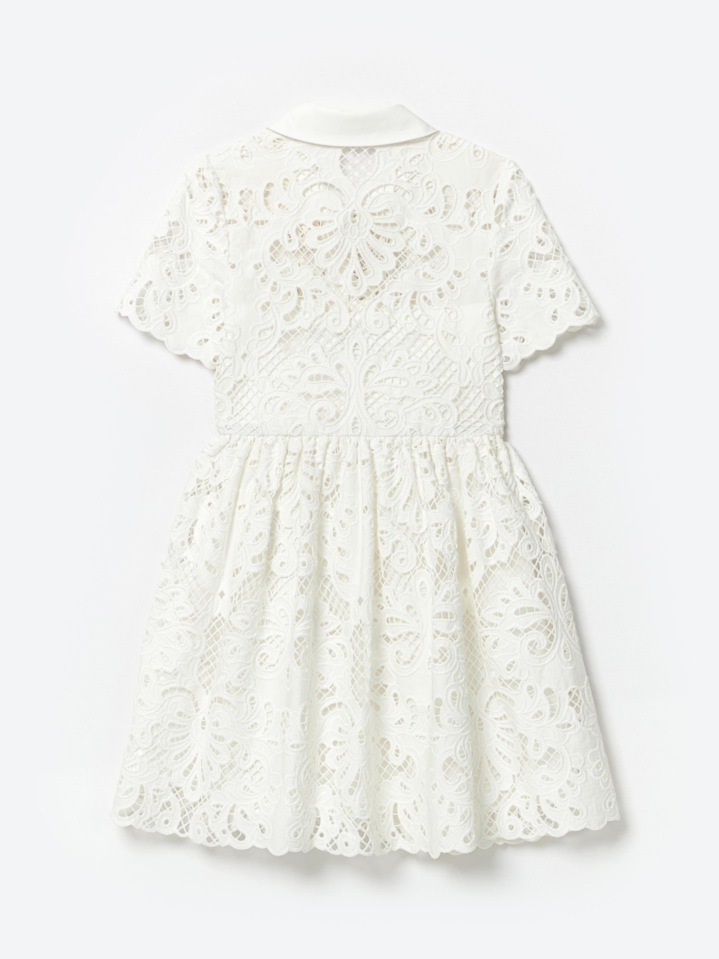 Self Portrait Girls Cotton Lace Mini Dress in White