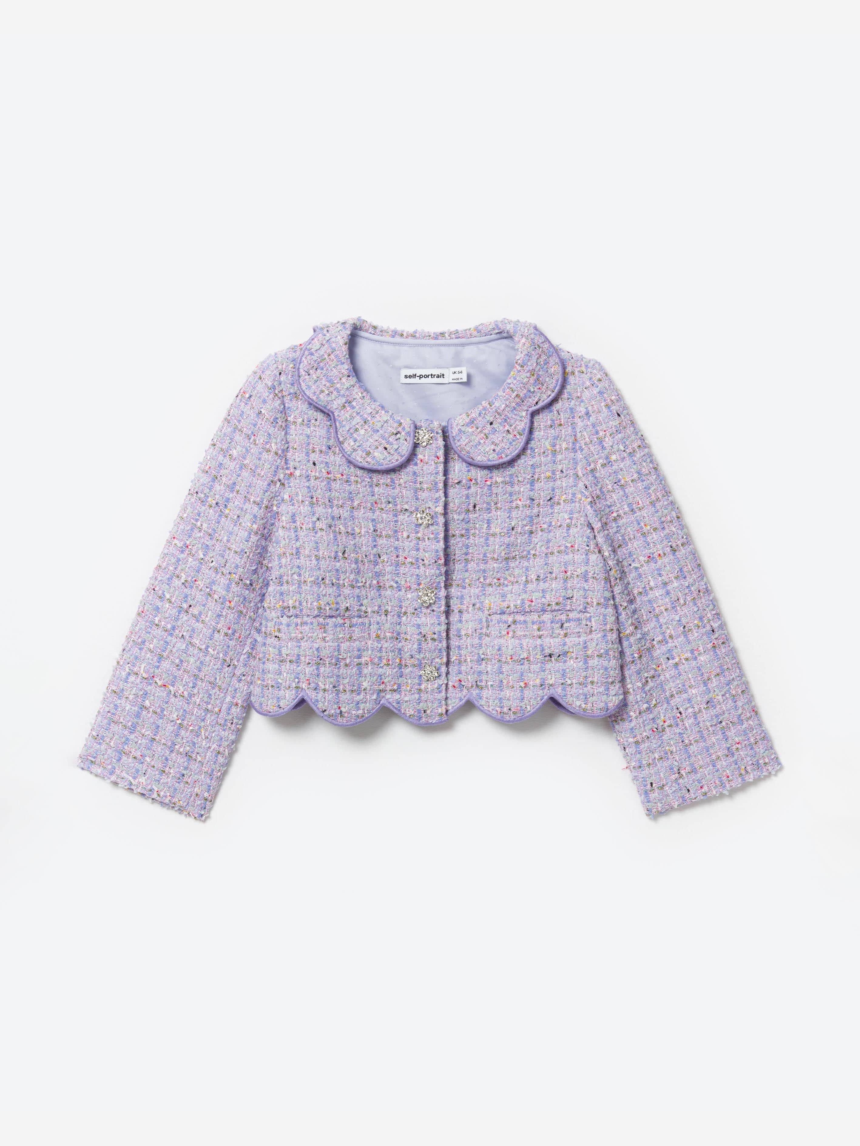 Self Portrait Girls Boucle Jacket in Purple