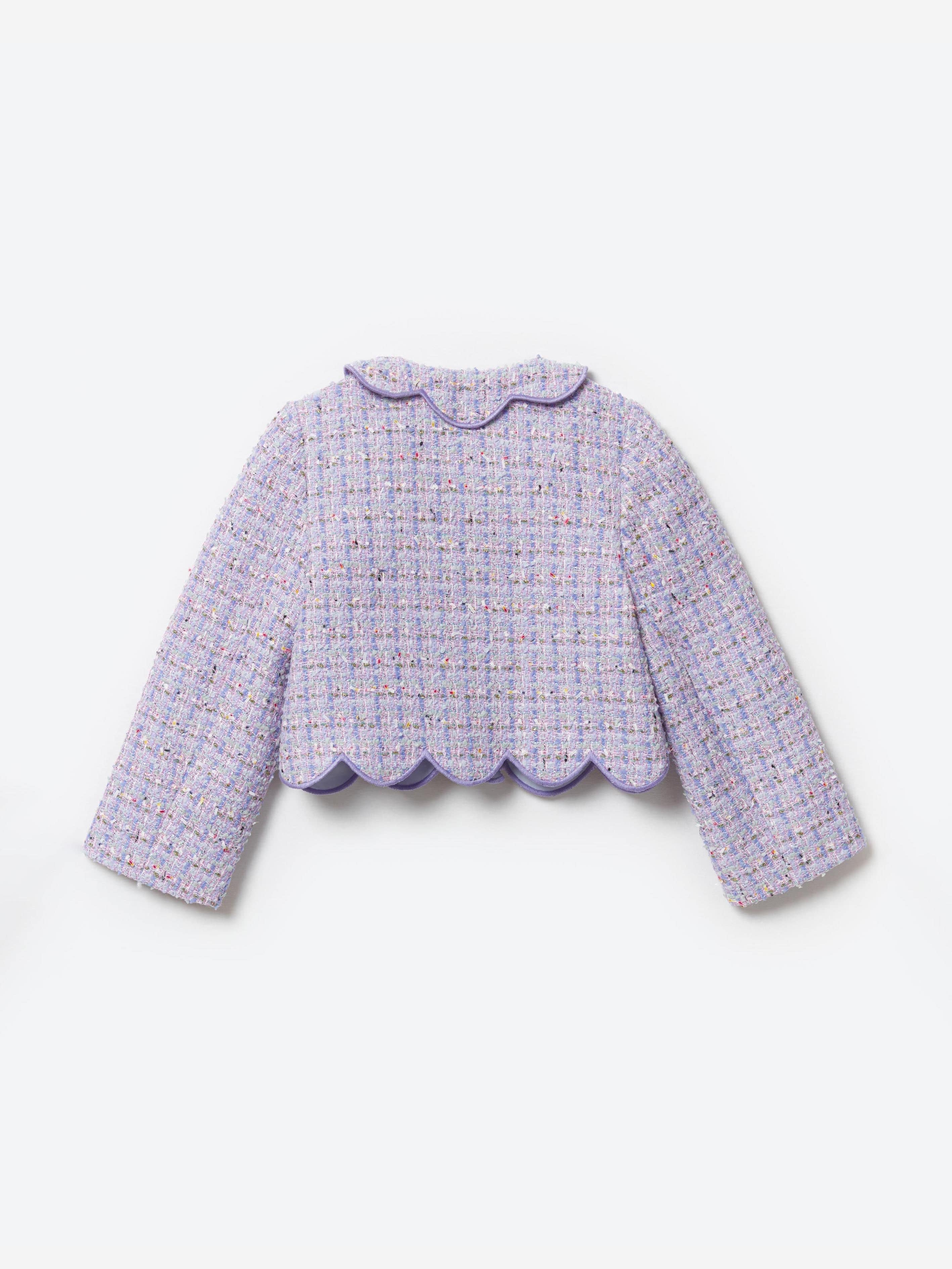 Self Portrait Girls Boucle Jacket in Purple