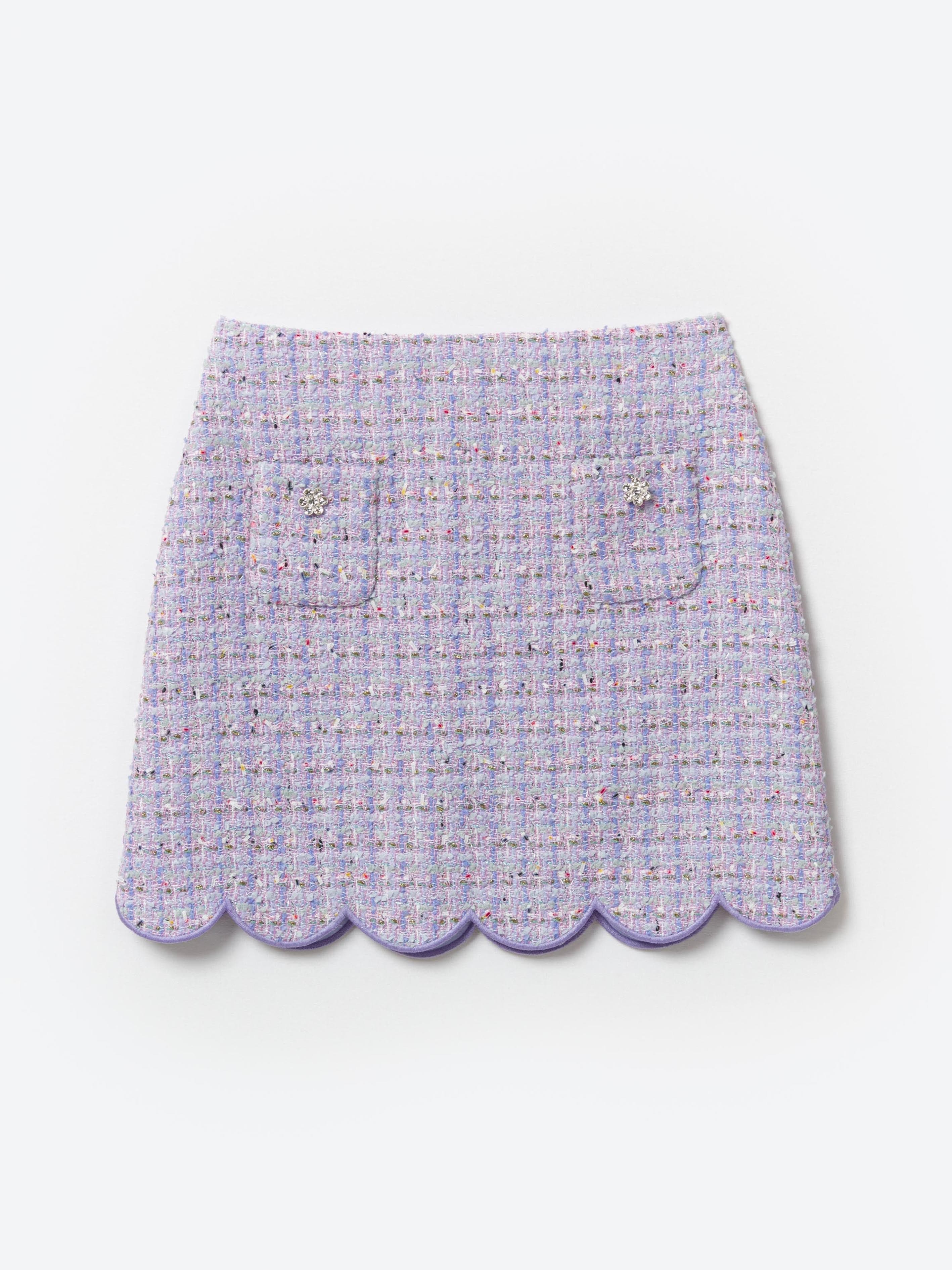 Self Portrait Girls Boucle Mini Skirt in Purple