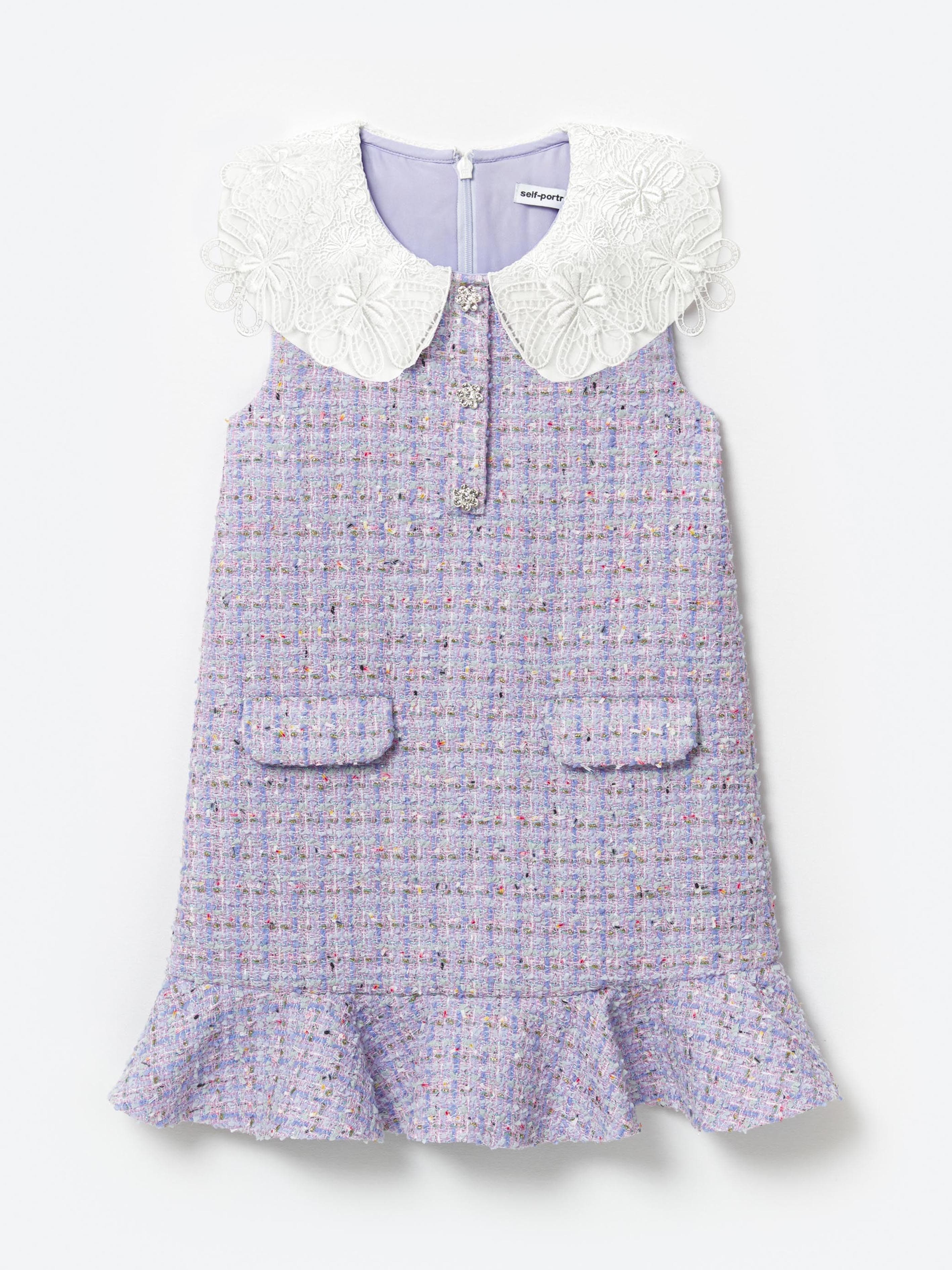 Self Portrait Girls Boucle Mini Dress in Purple