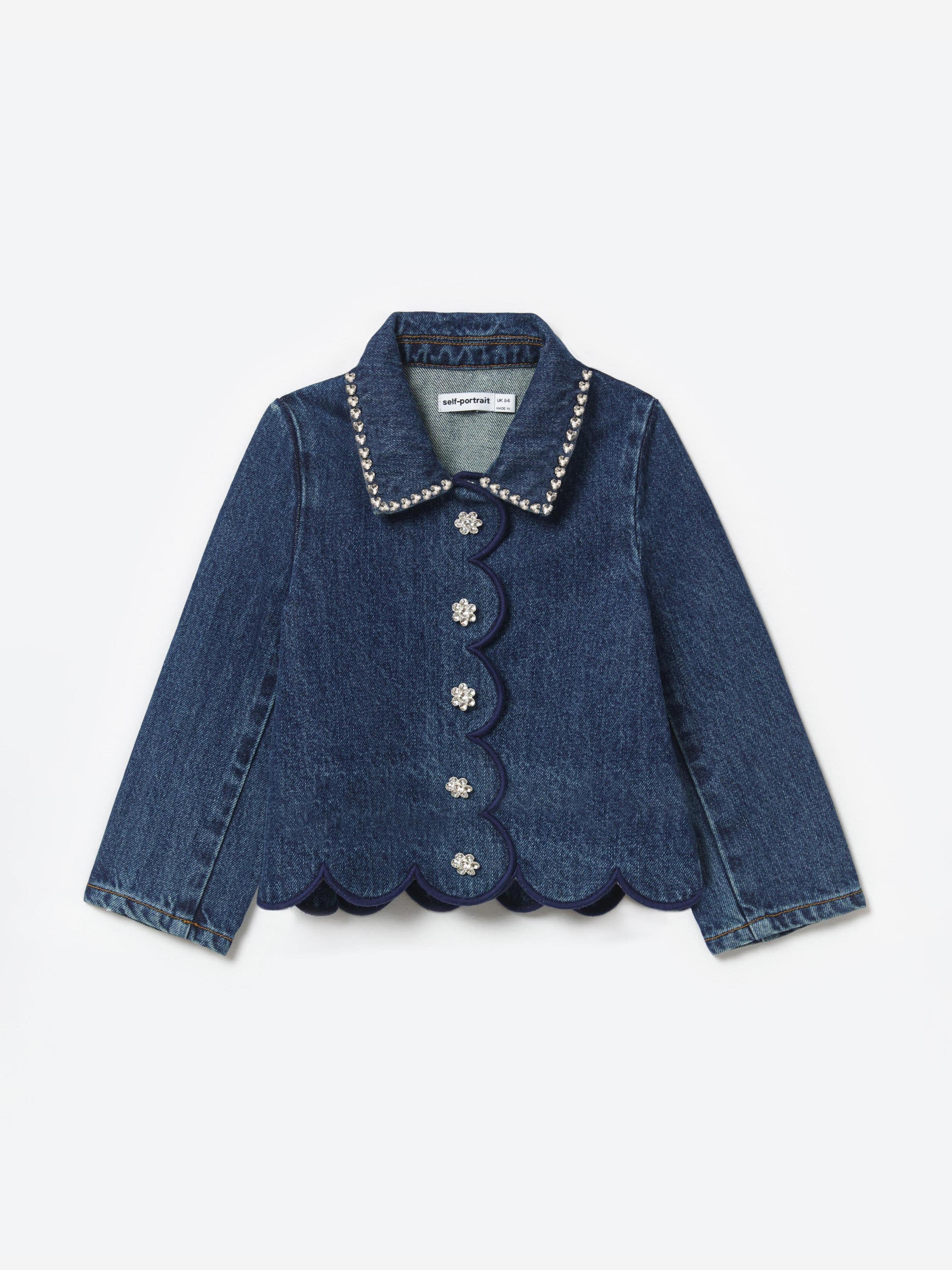 Self Portrait Girls Denim Jacket in Blue