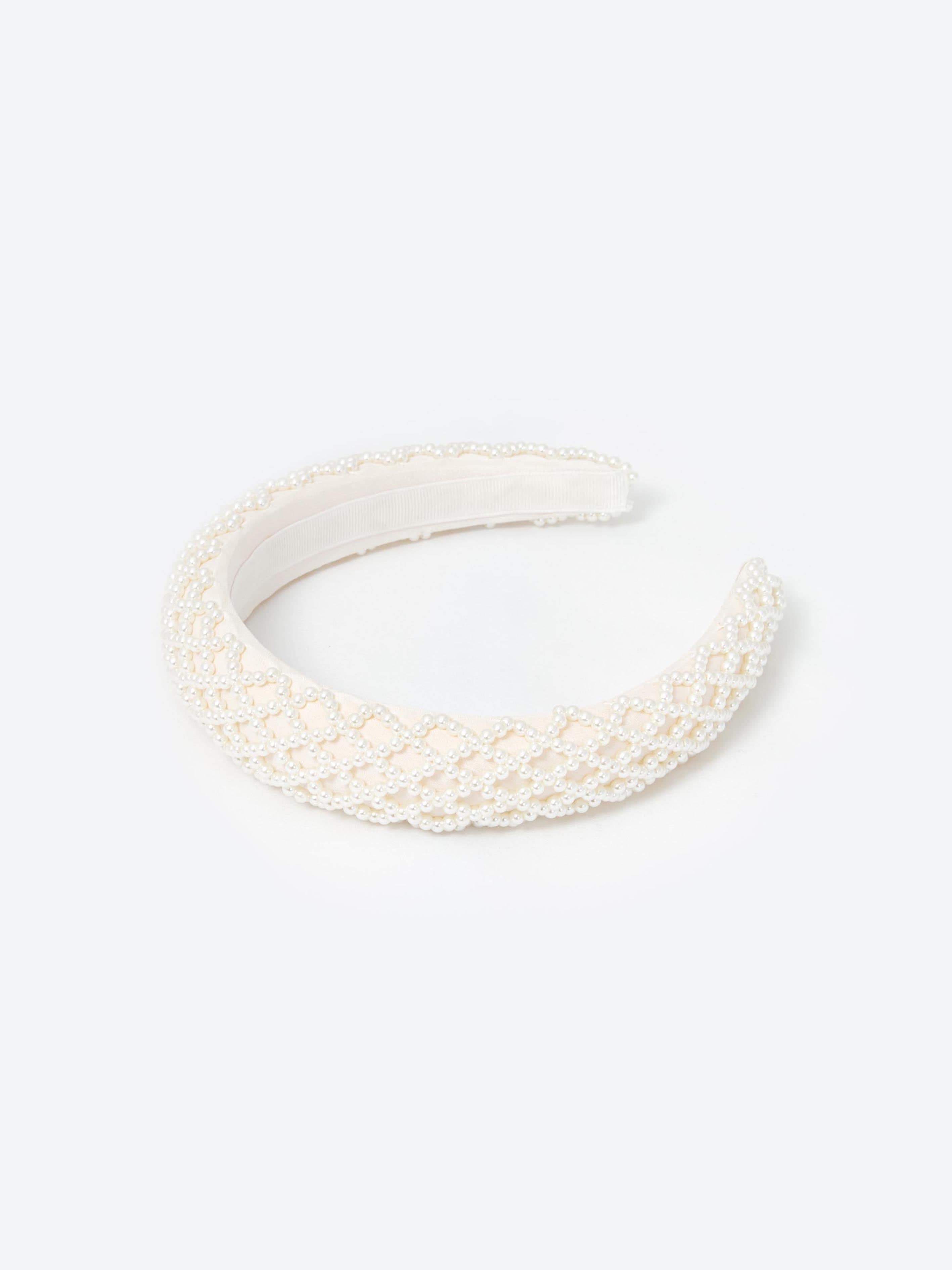 Self Portrait Girls Beaded Headband in White