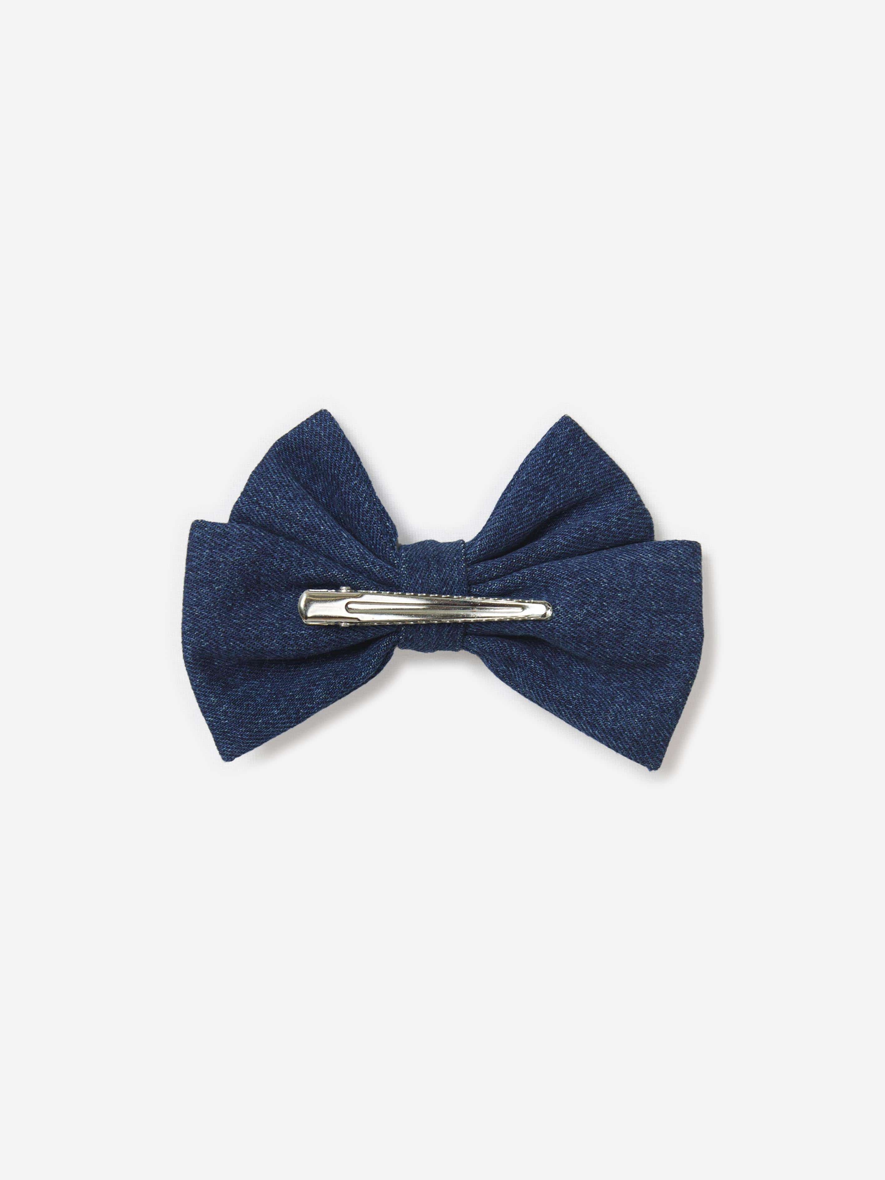 Self Portrait Girls Denim Bow Hairclip in Blue