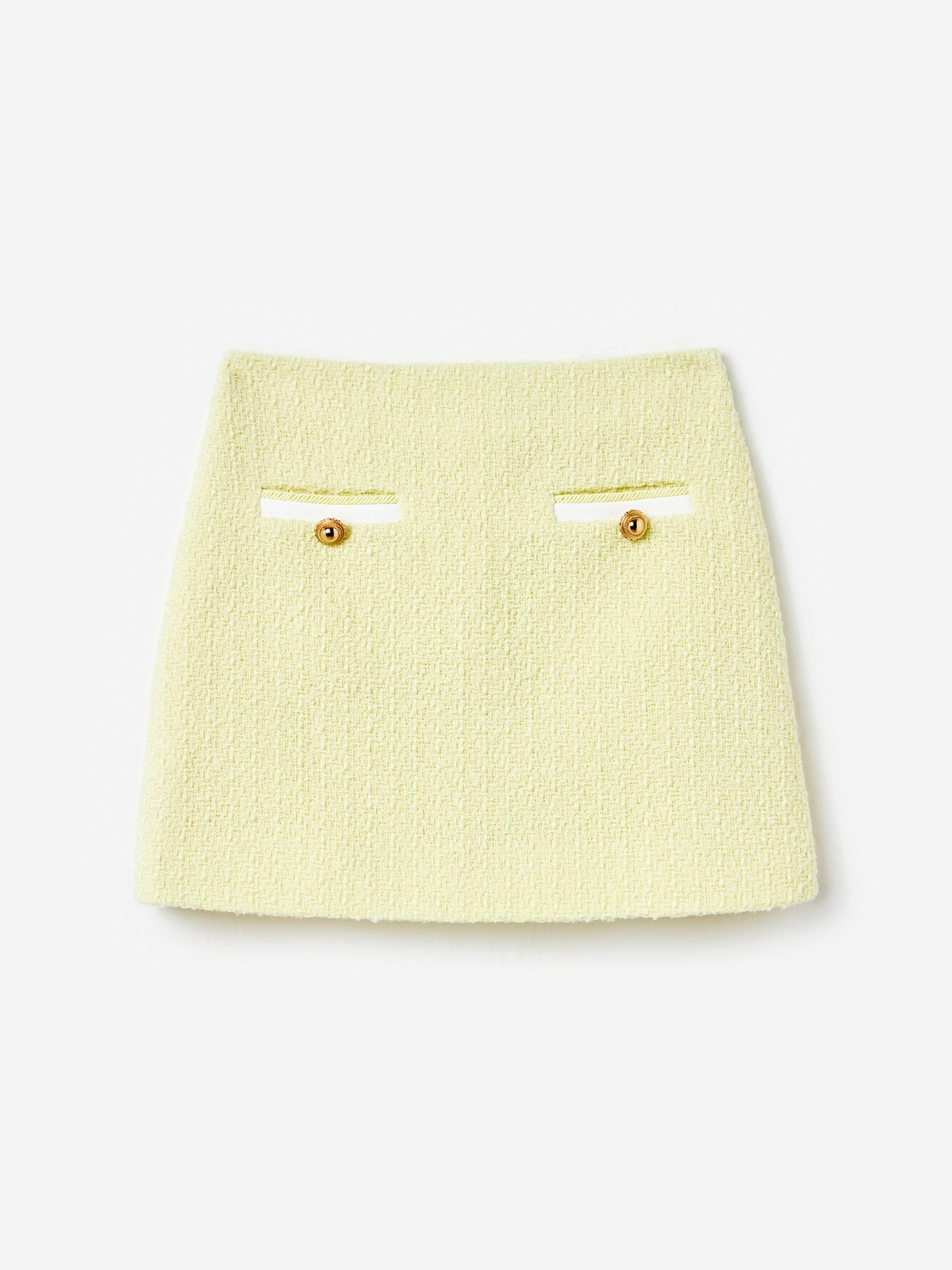 Self Portrait Girls Boucle Skirt in Yellow