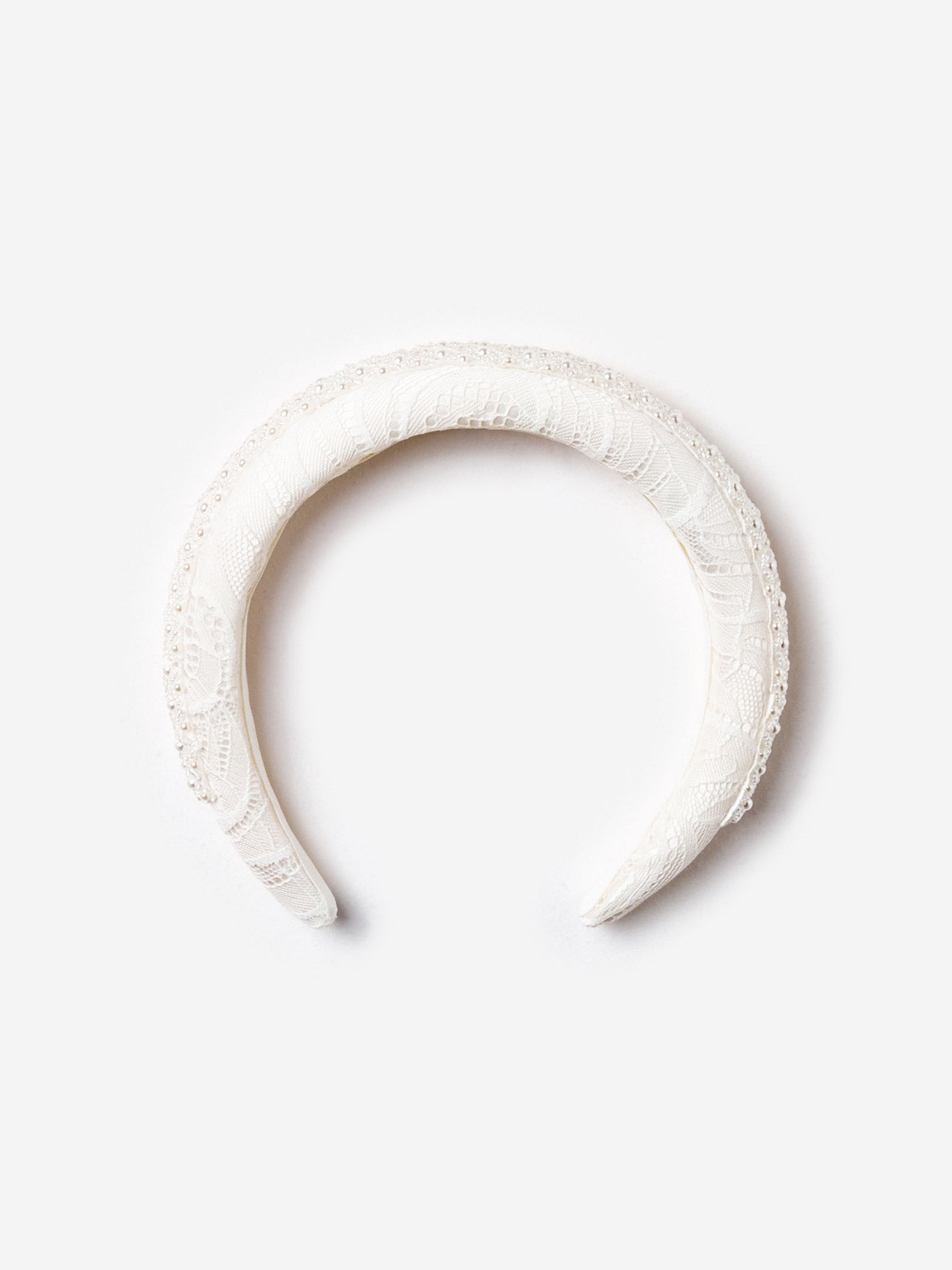 Self Portrait Girls Lace Headband in White