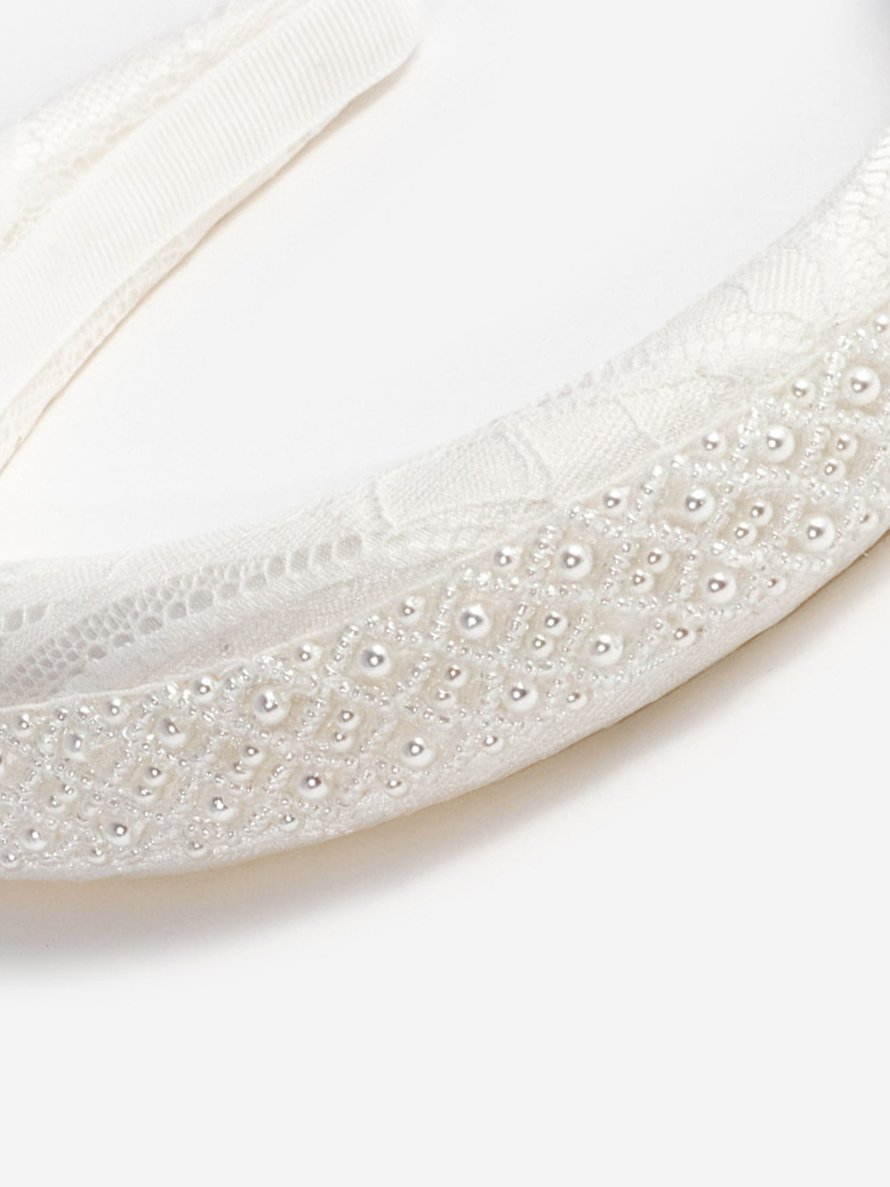 Self Portrait Girls Lace Headband in White