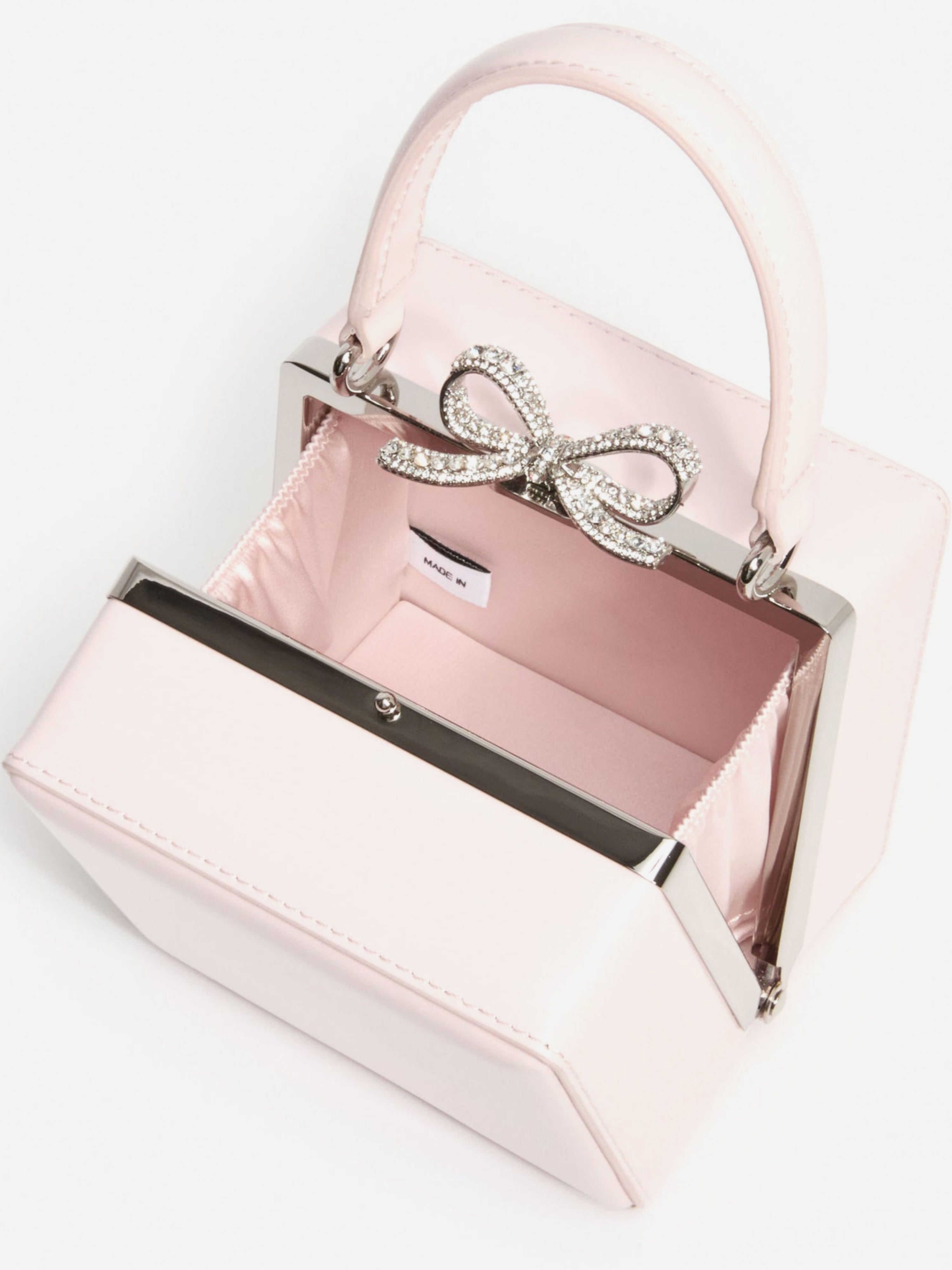 Self Portrait Girls Leather Micro Bag in Pink (10.5cm)