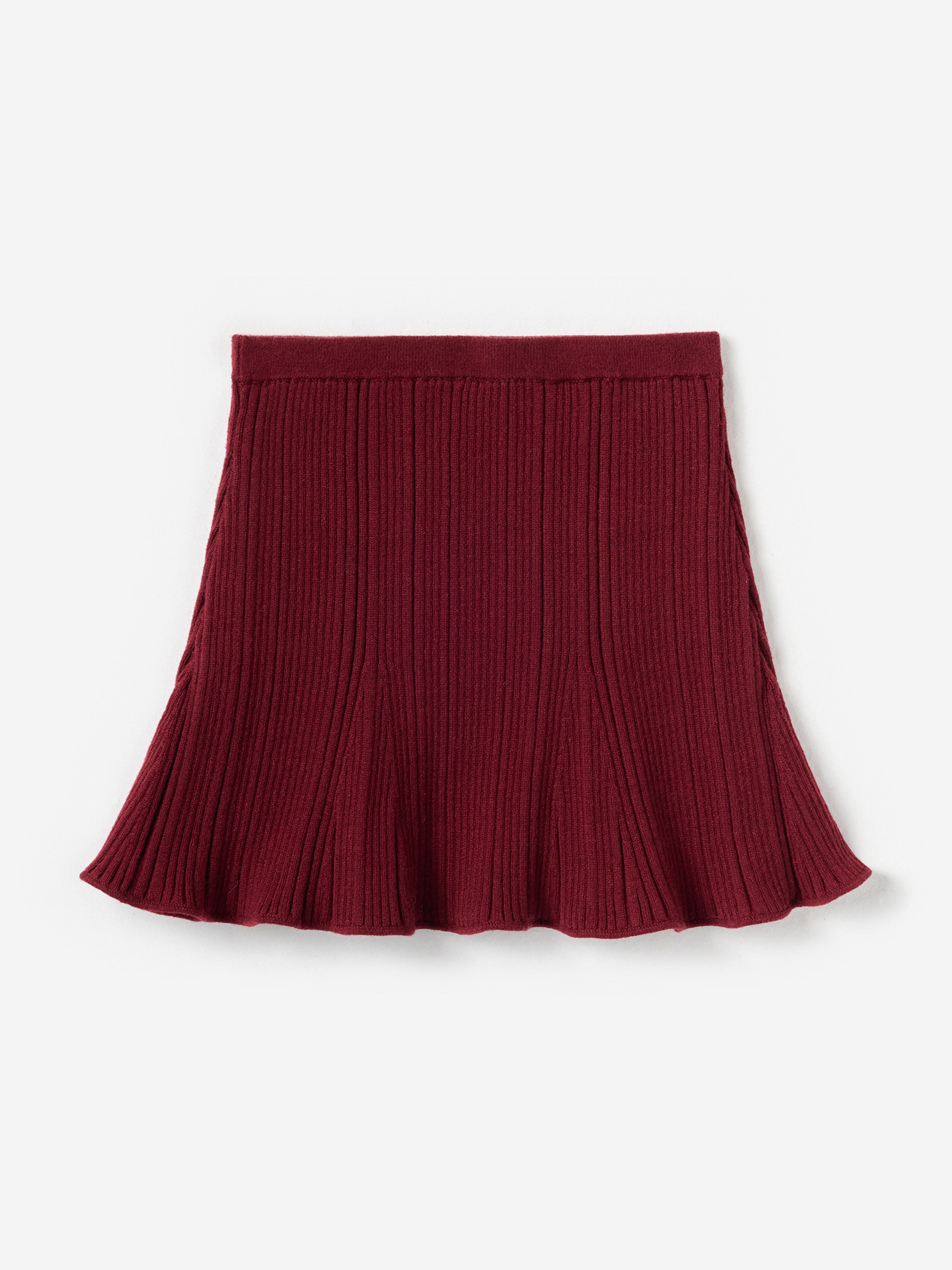 Self Portrait Girls Ribbed Knit Skirt in Red