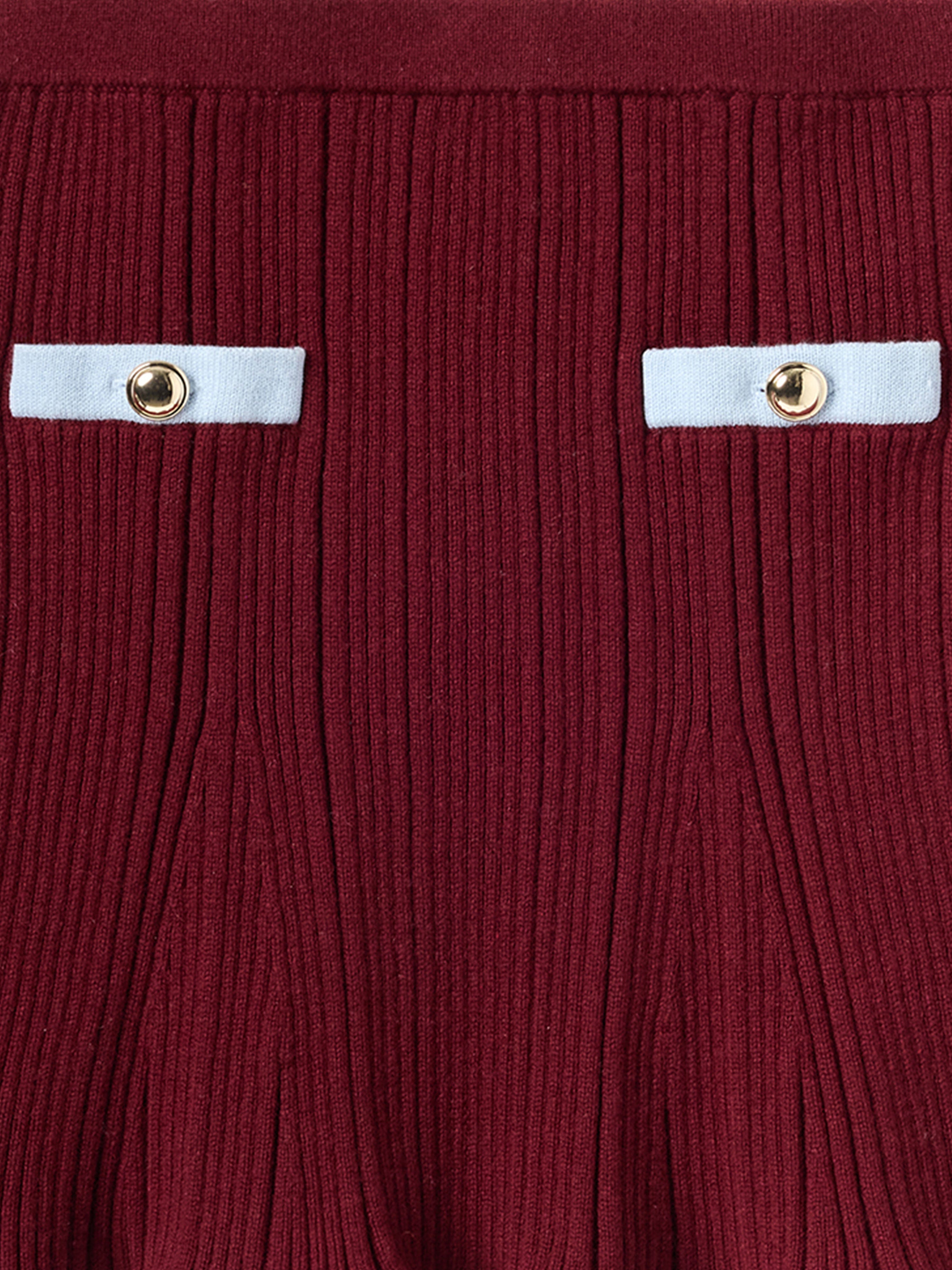 Self Portrait Girls Ribbed Knit Skirt in Red
