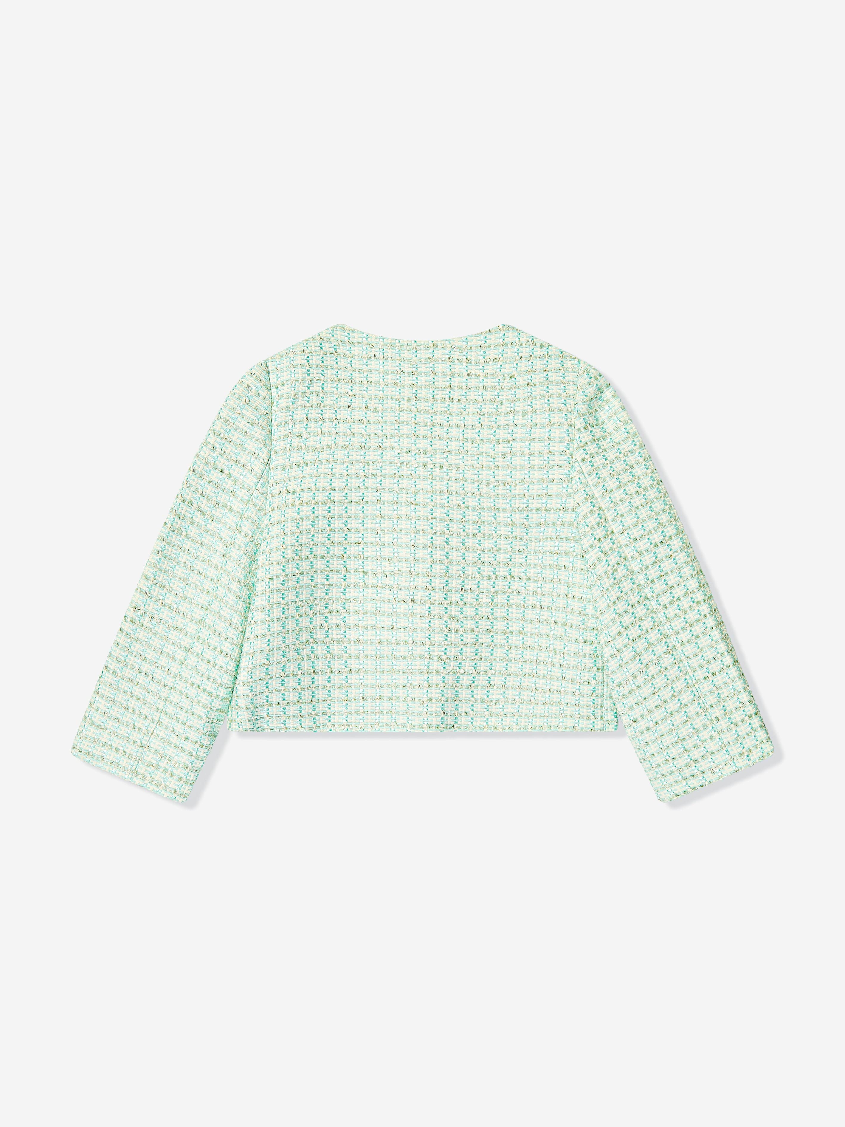 Self Portrait Girls Boucle Jacket in Green