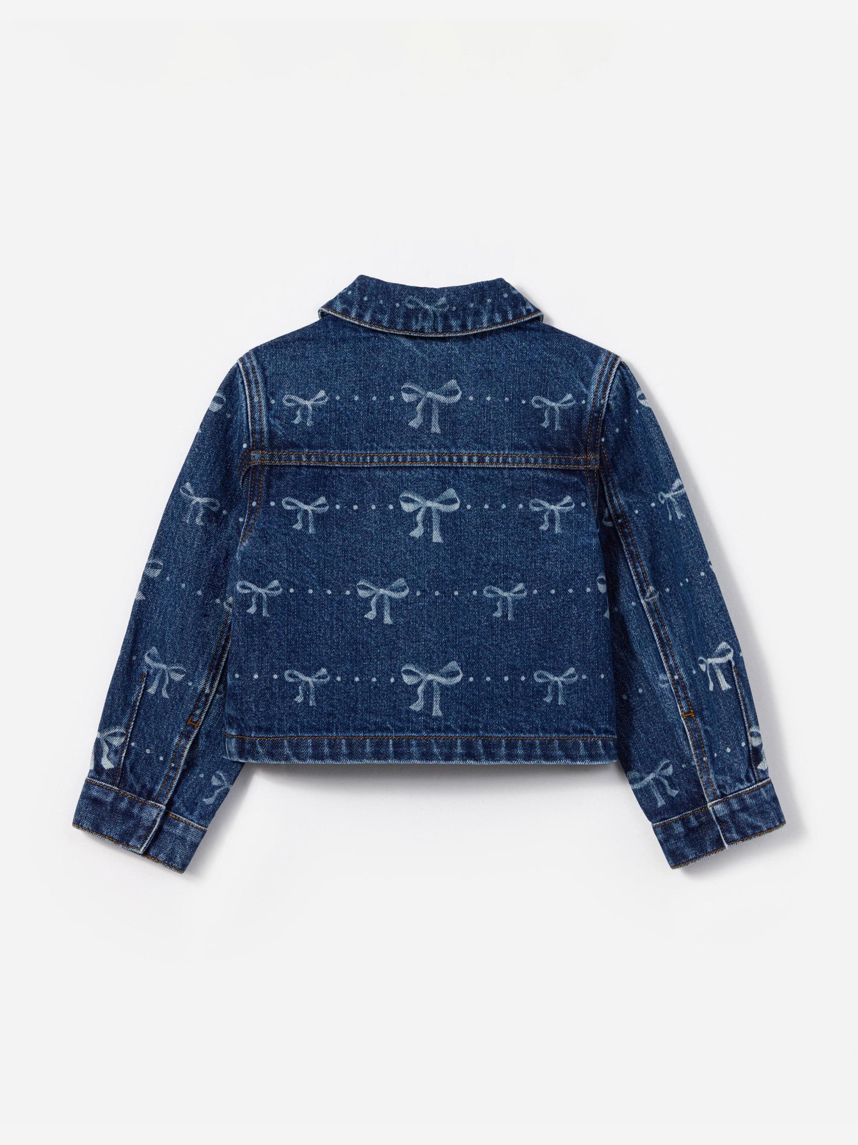 Girls Denim Bow Print Jacket in Blue