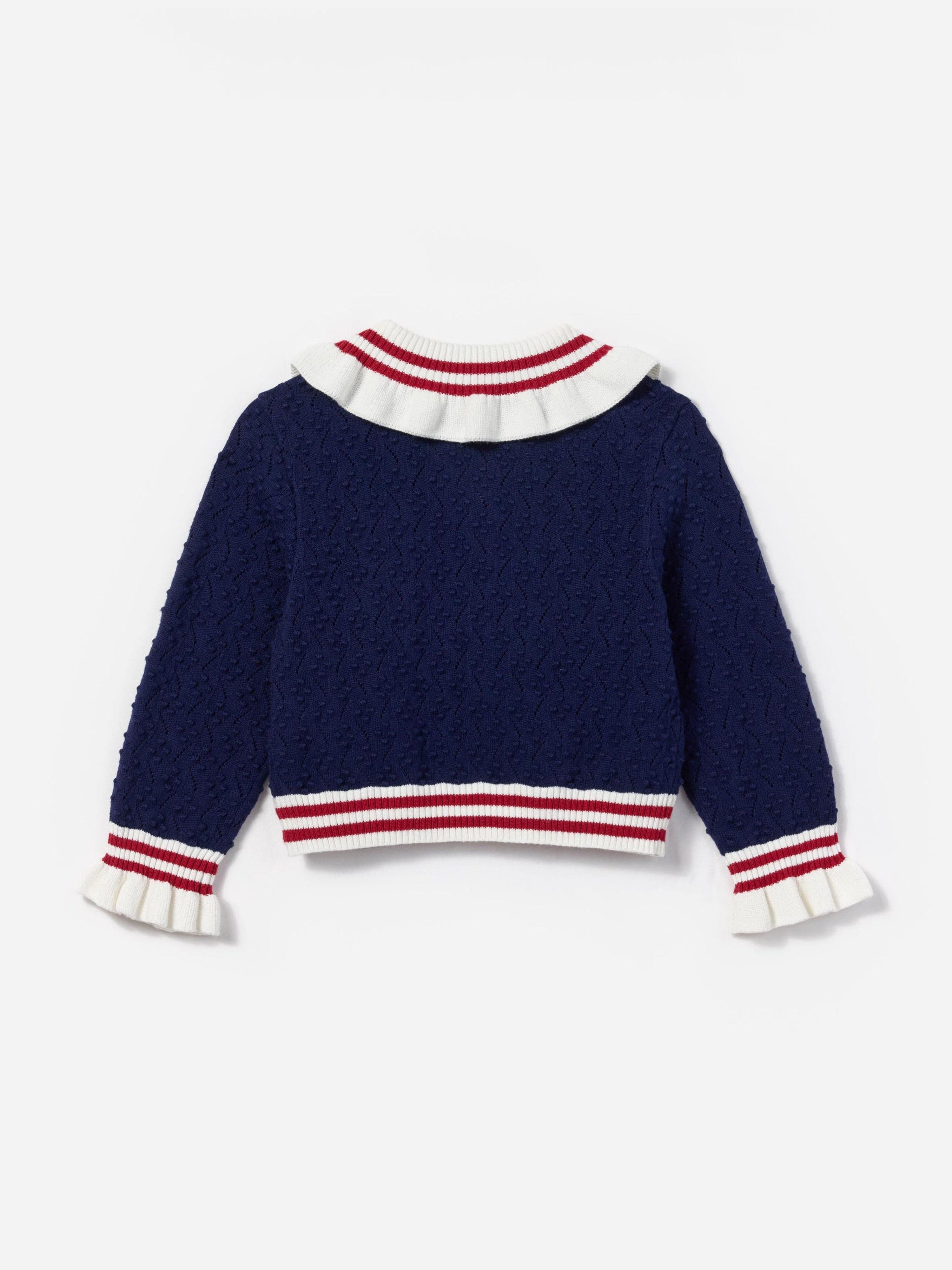 Girls Textured Knit Cardigan in Navy