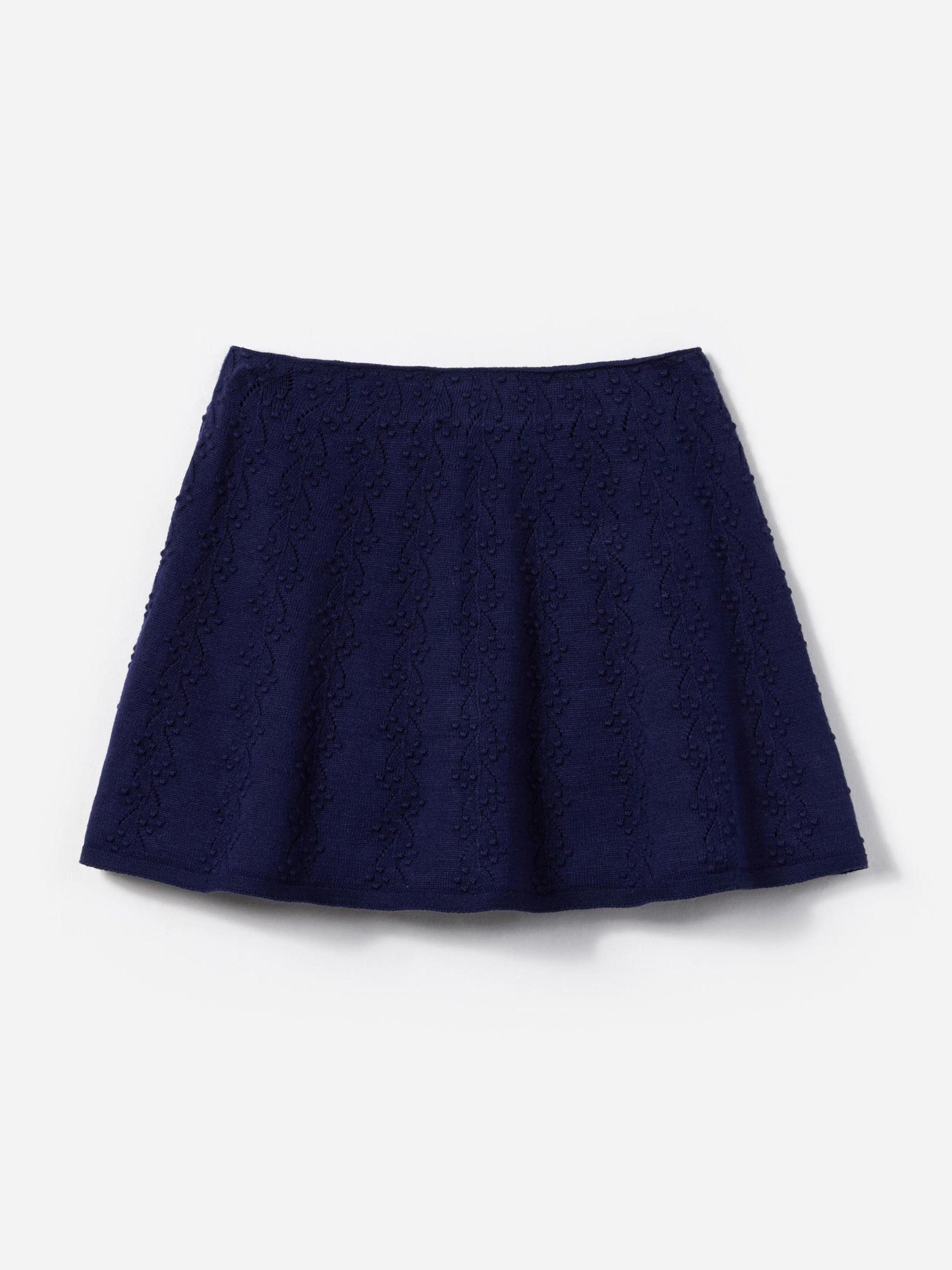 Girls Textured Knit Skirt in Navy