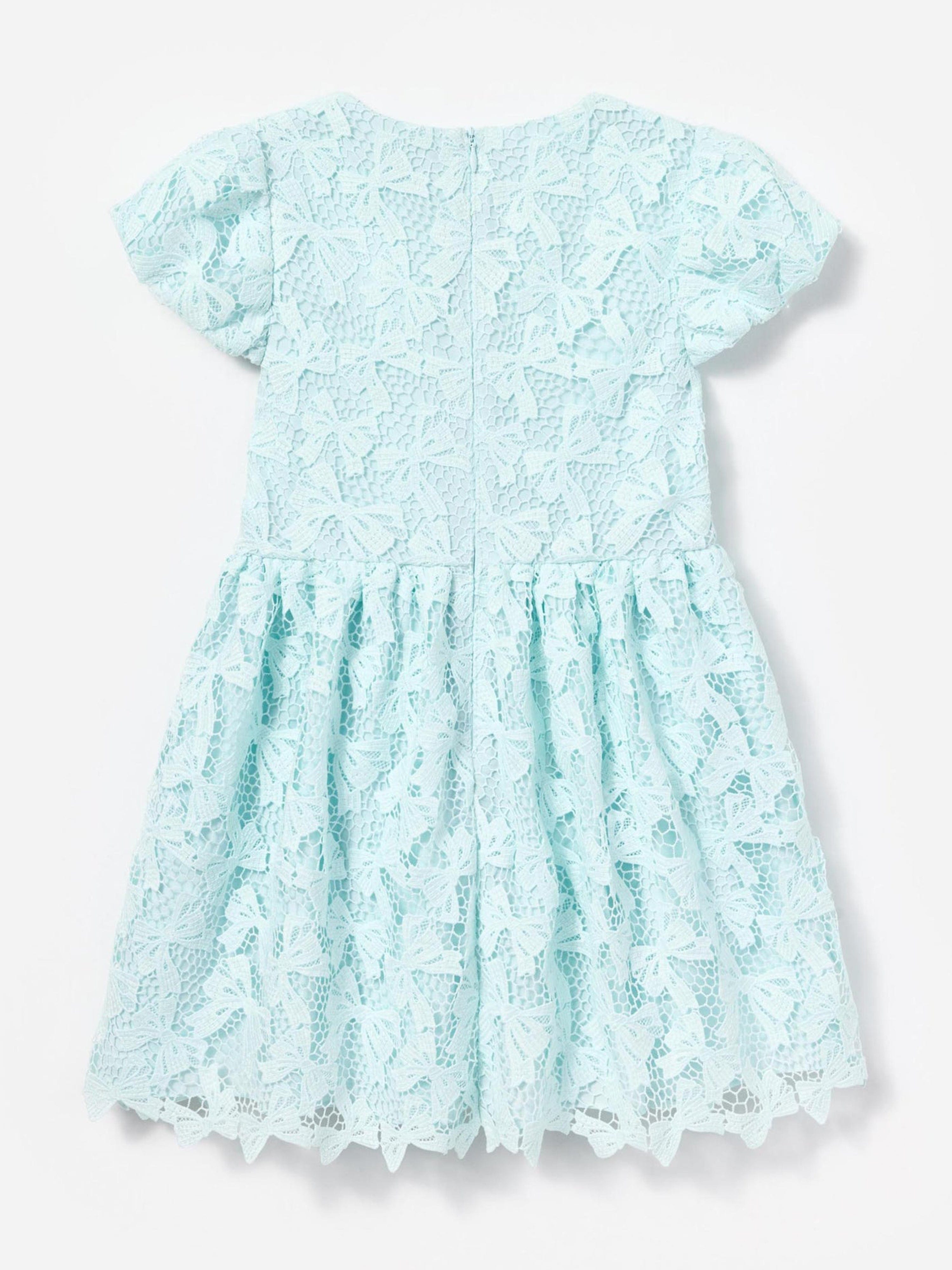 Girls Bow Lace Dress in Blue