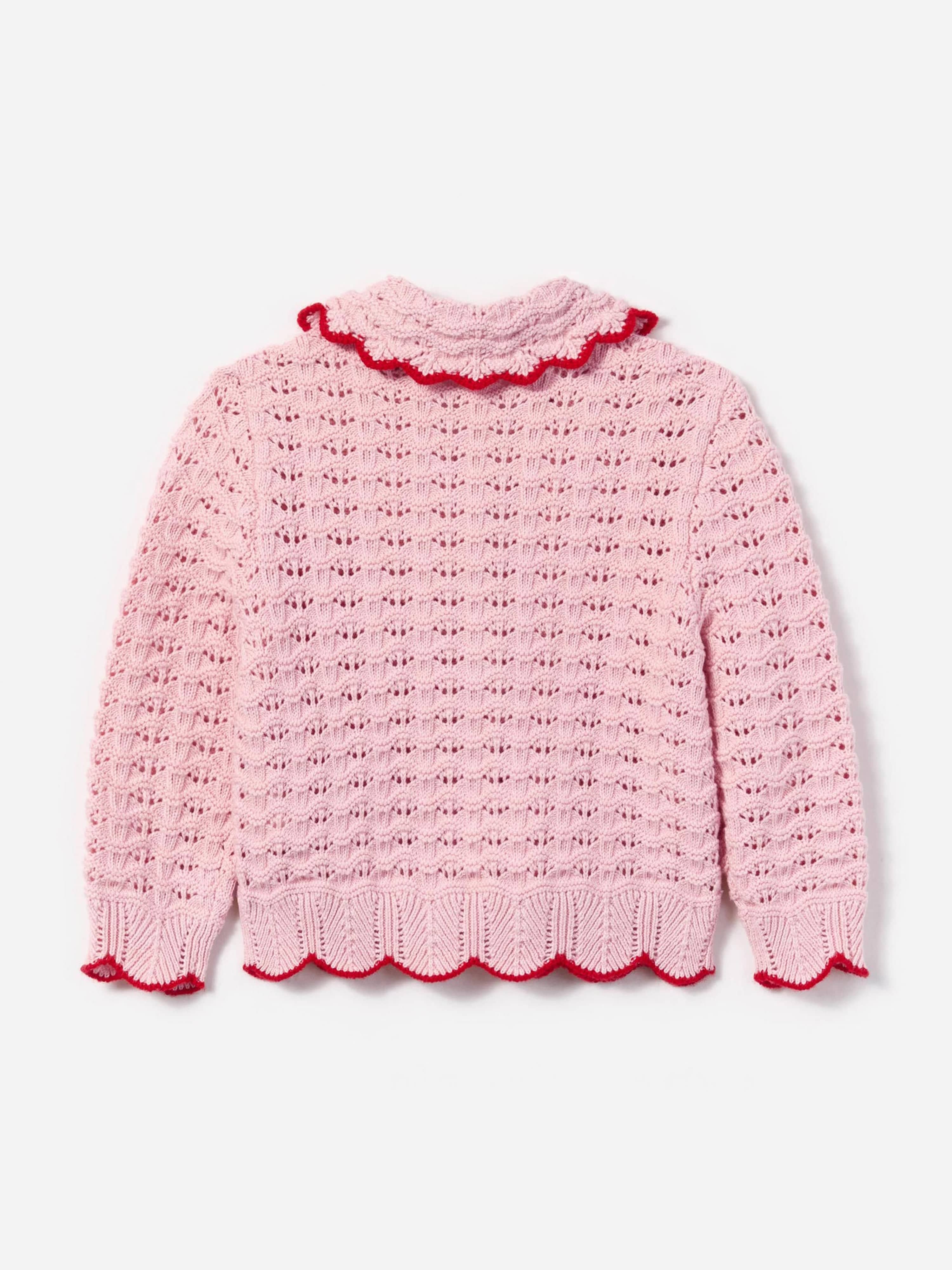 Girls Textured Heart Detail Cardigan in Pink