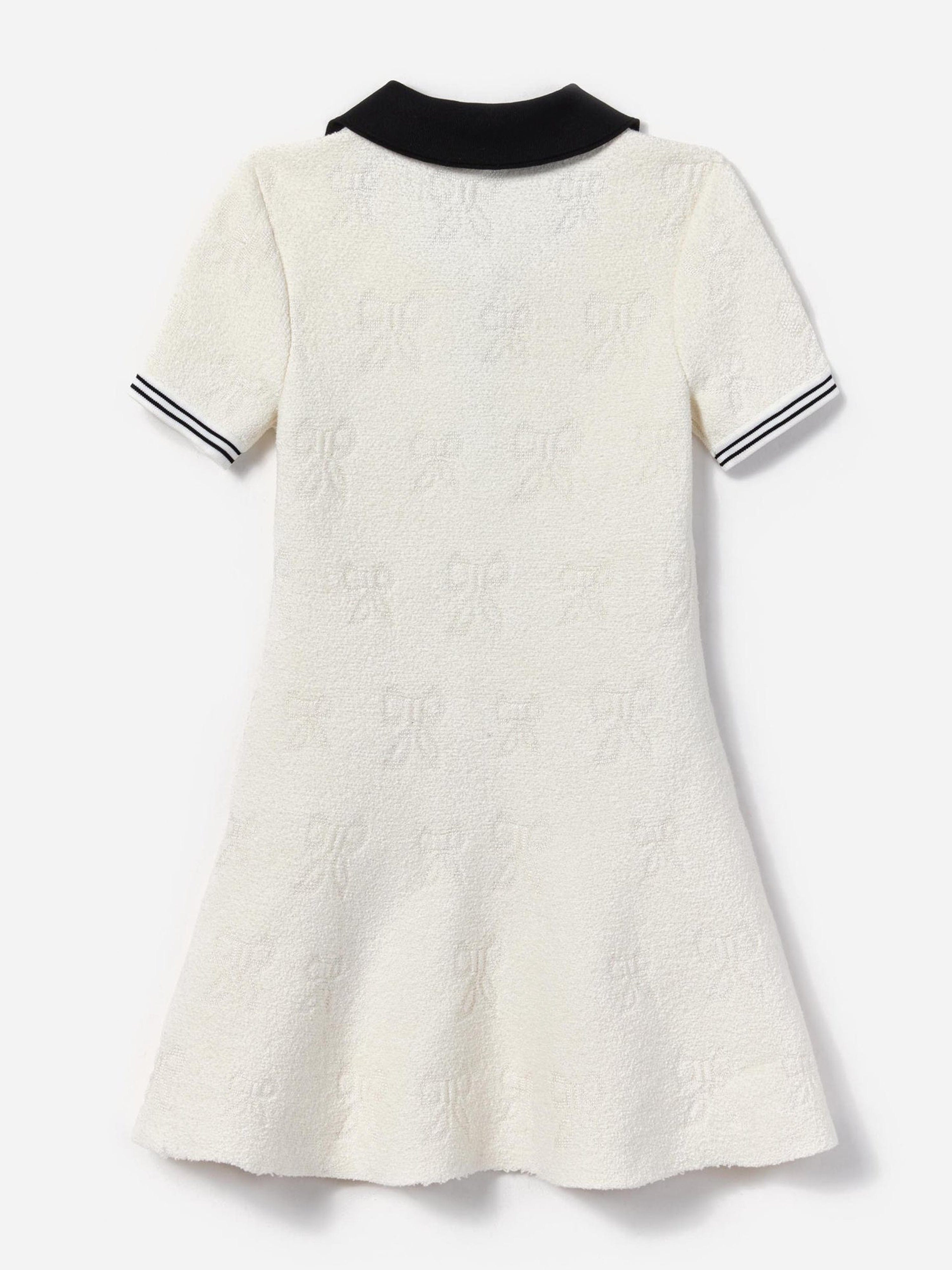 Girls Jacquard Knit Dress in White