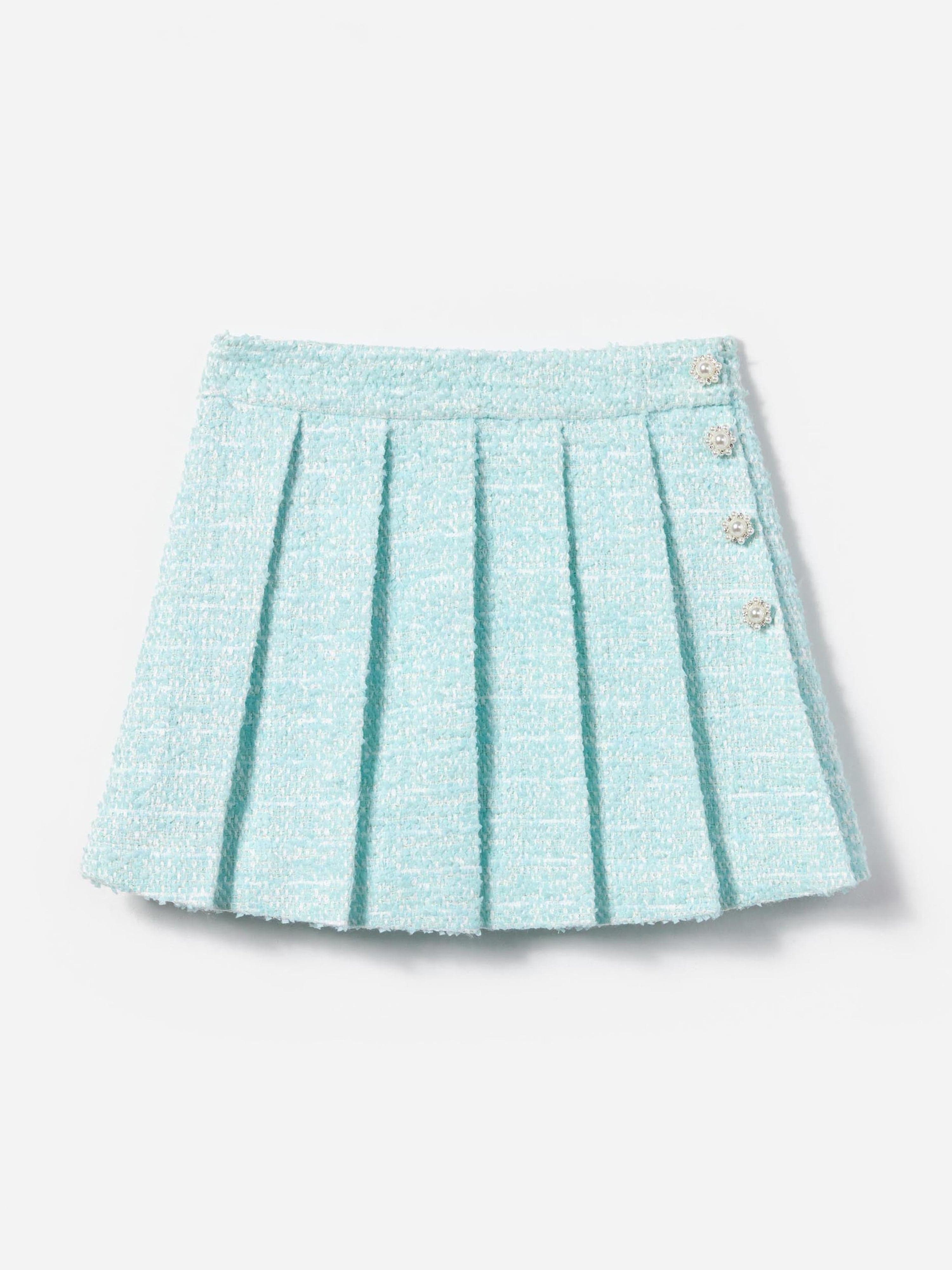 Girls Boucle Flower Sequin Skirt in Blue