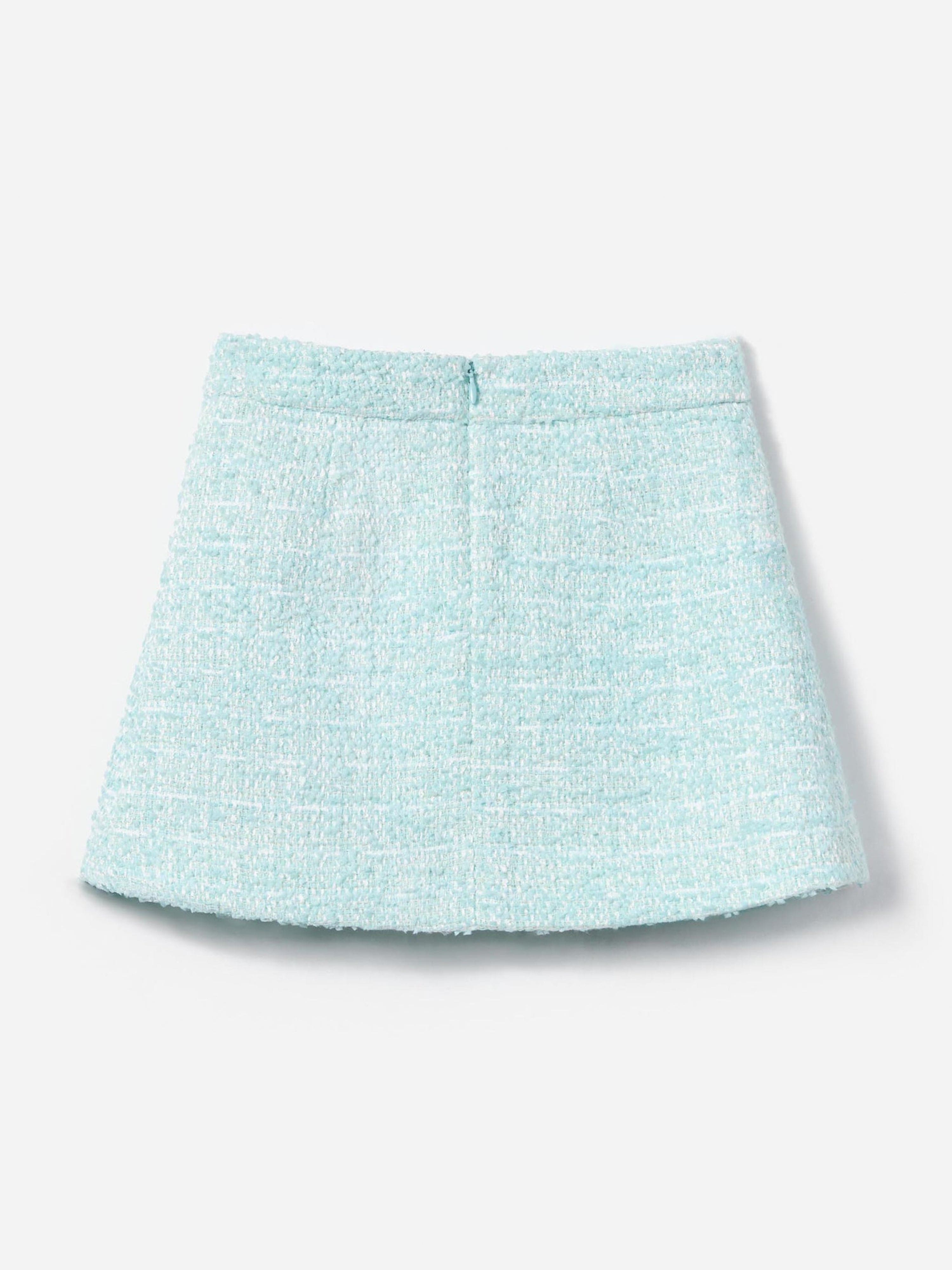 Girls Boucle Flower Sequin Skirt in Blue