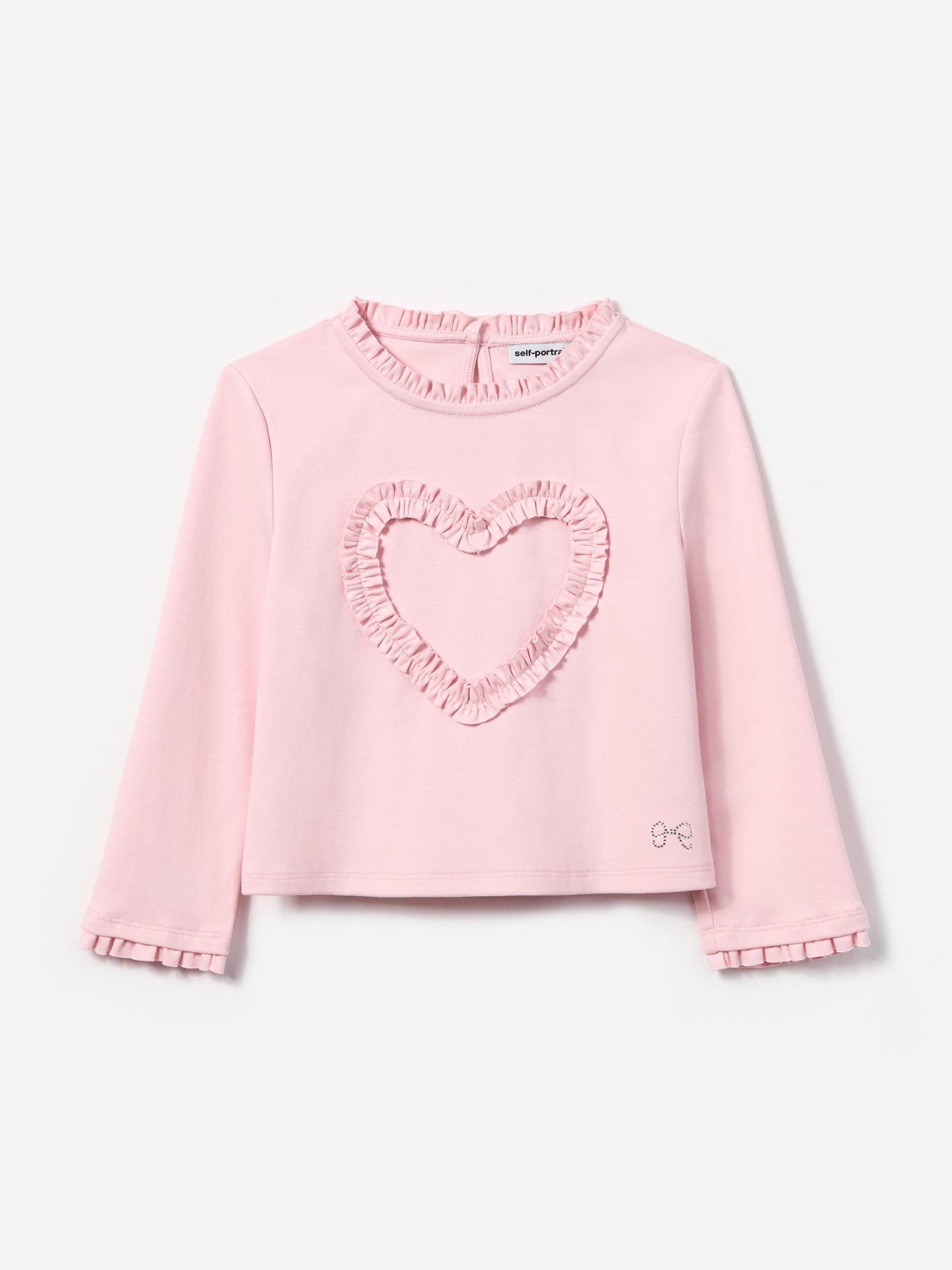 Girls Jersey Ruffle Heart Top in Pink