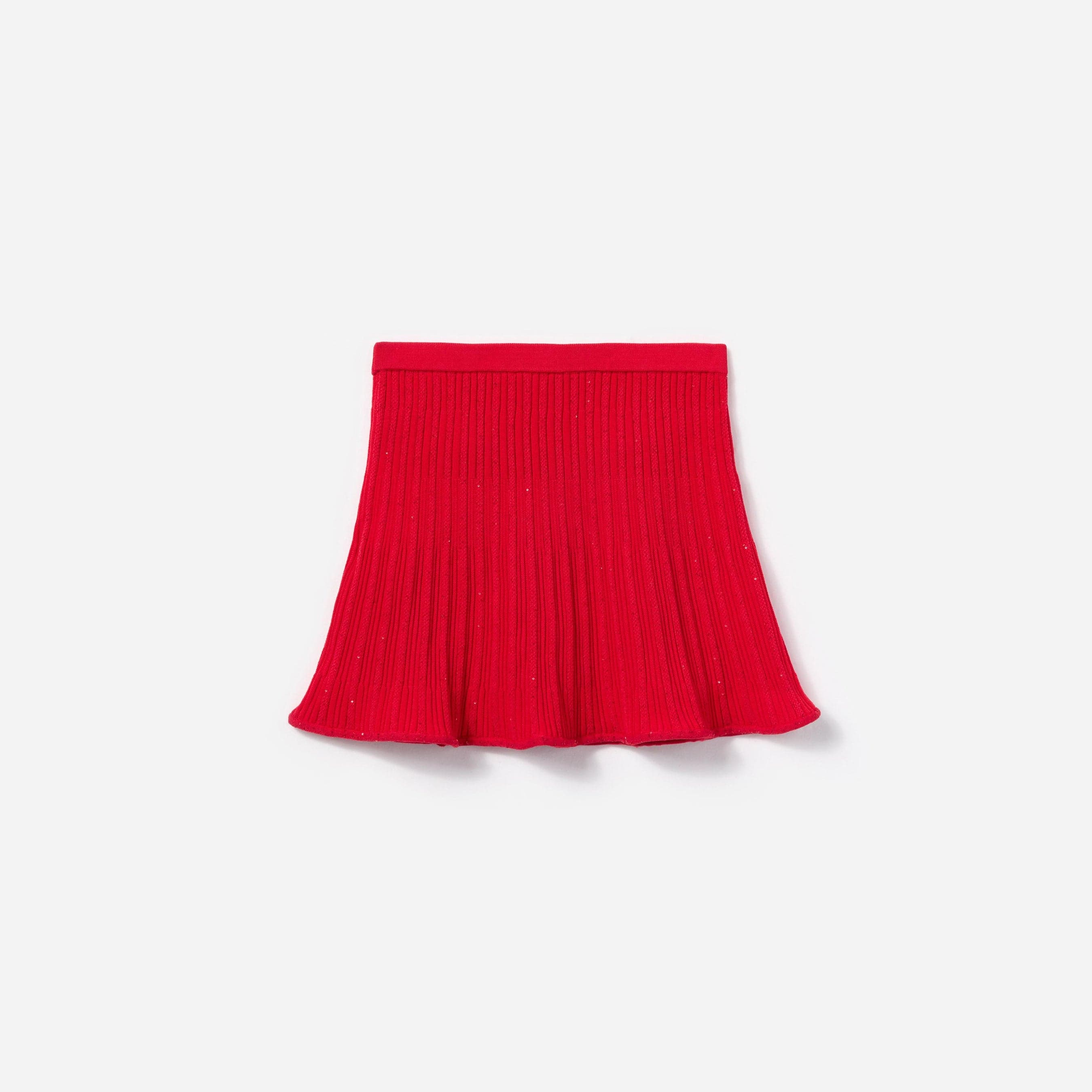 Girls Ribbed Knit Skirt in Red